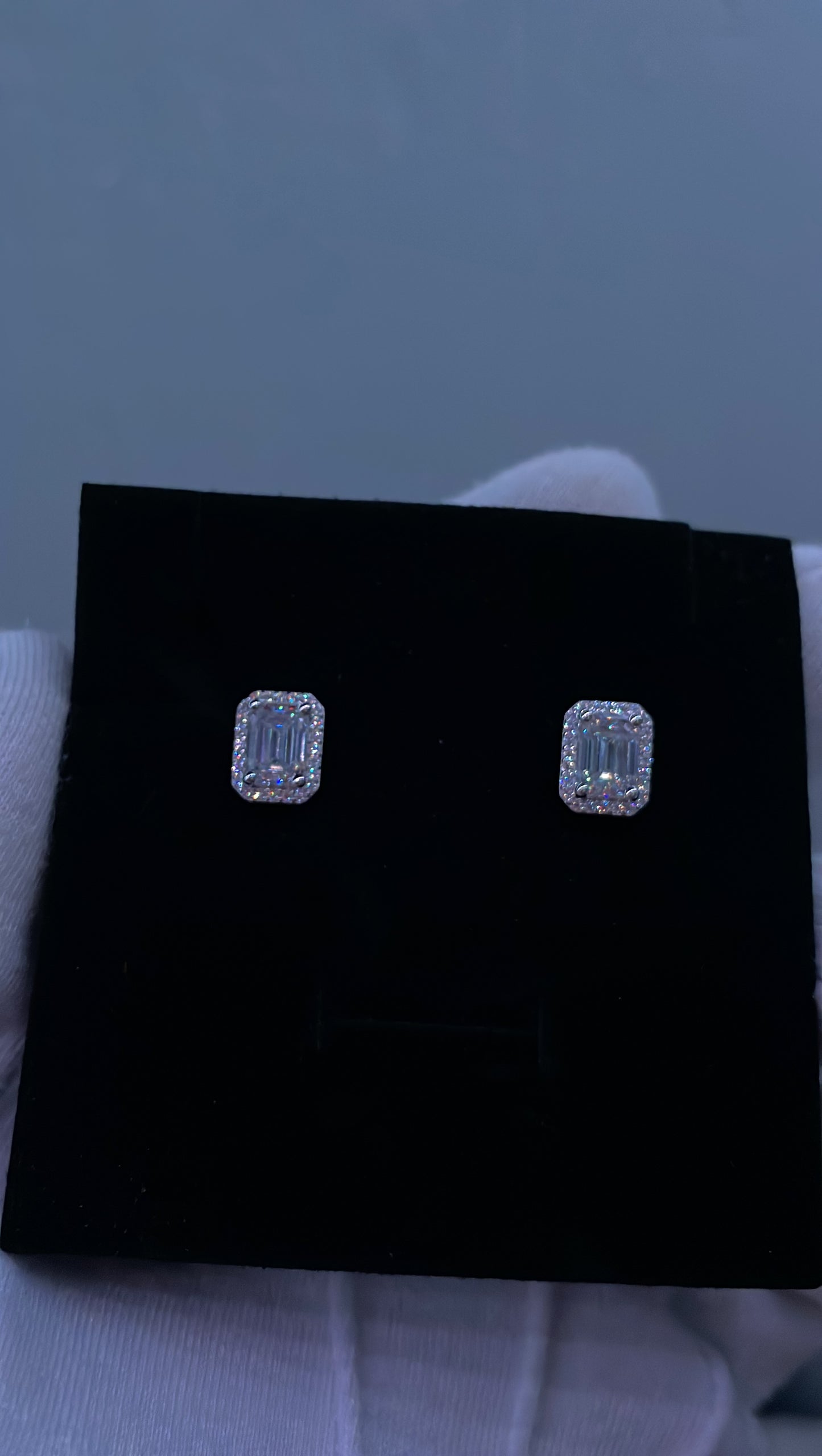 Moissanite baguette earrings