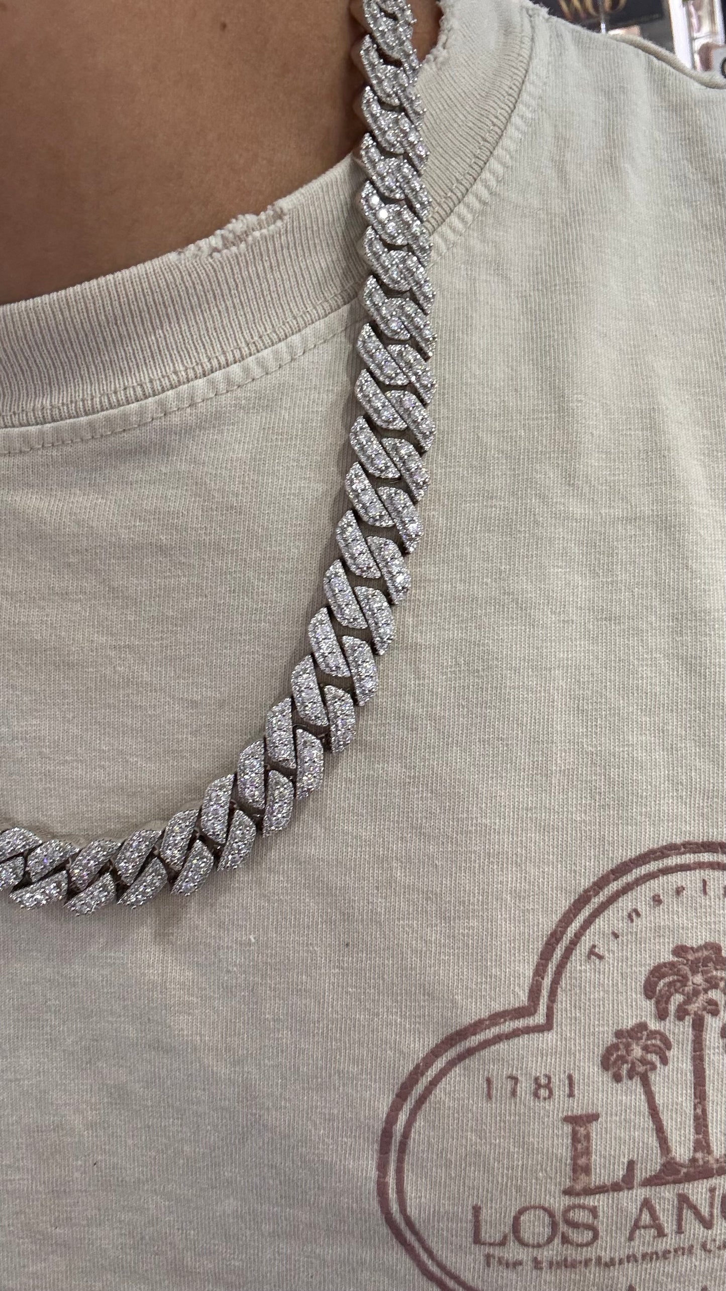 Cadena Miami Moissanita Plata.925