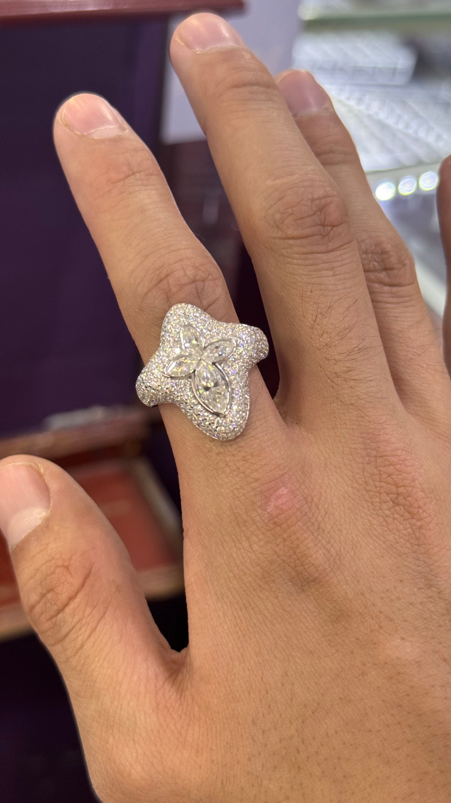 Anillo Cruz Moissanita Plata.925