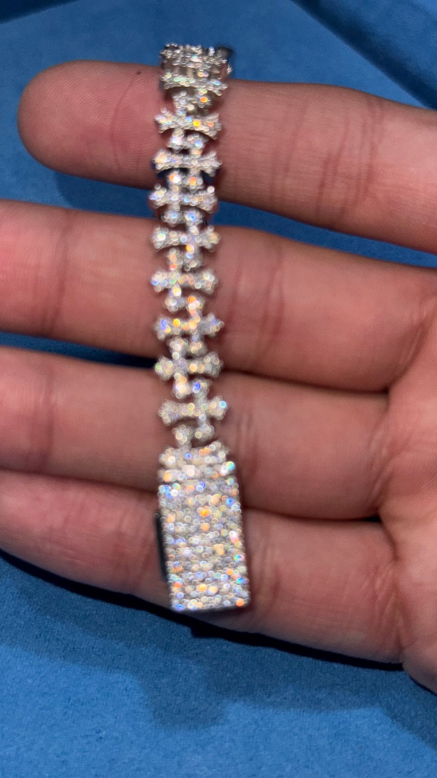 Pulso Cruces Moissanita Plata.925