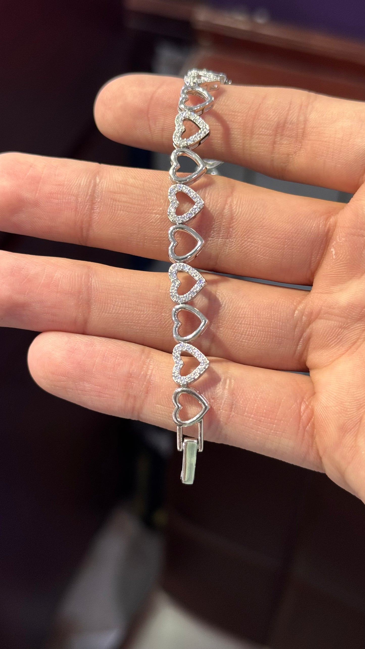 Pulso Corazones Moissanita Plata.925