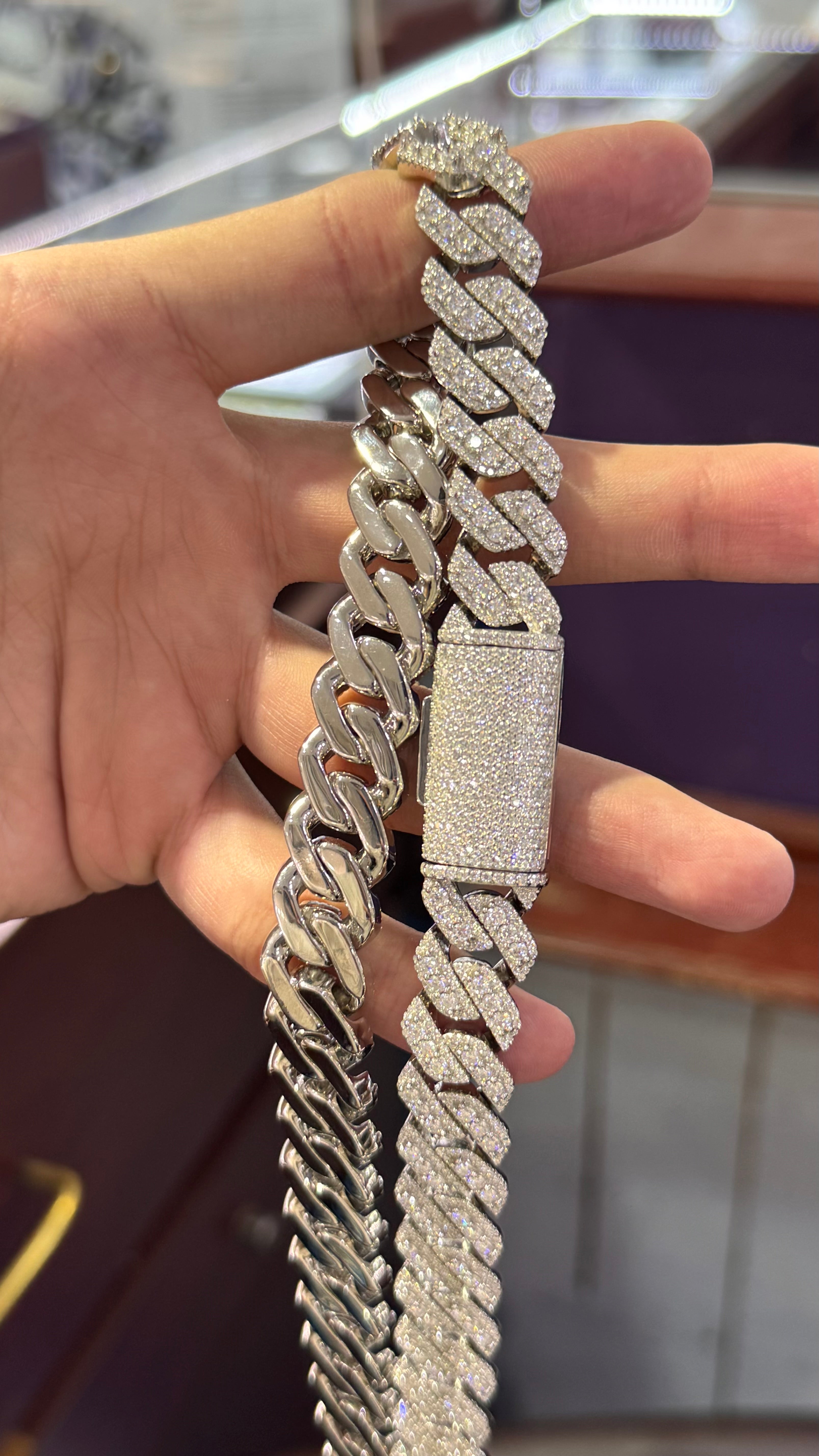 Cadena Miami Moissanita Plata.925