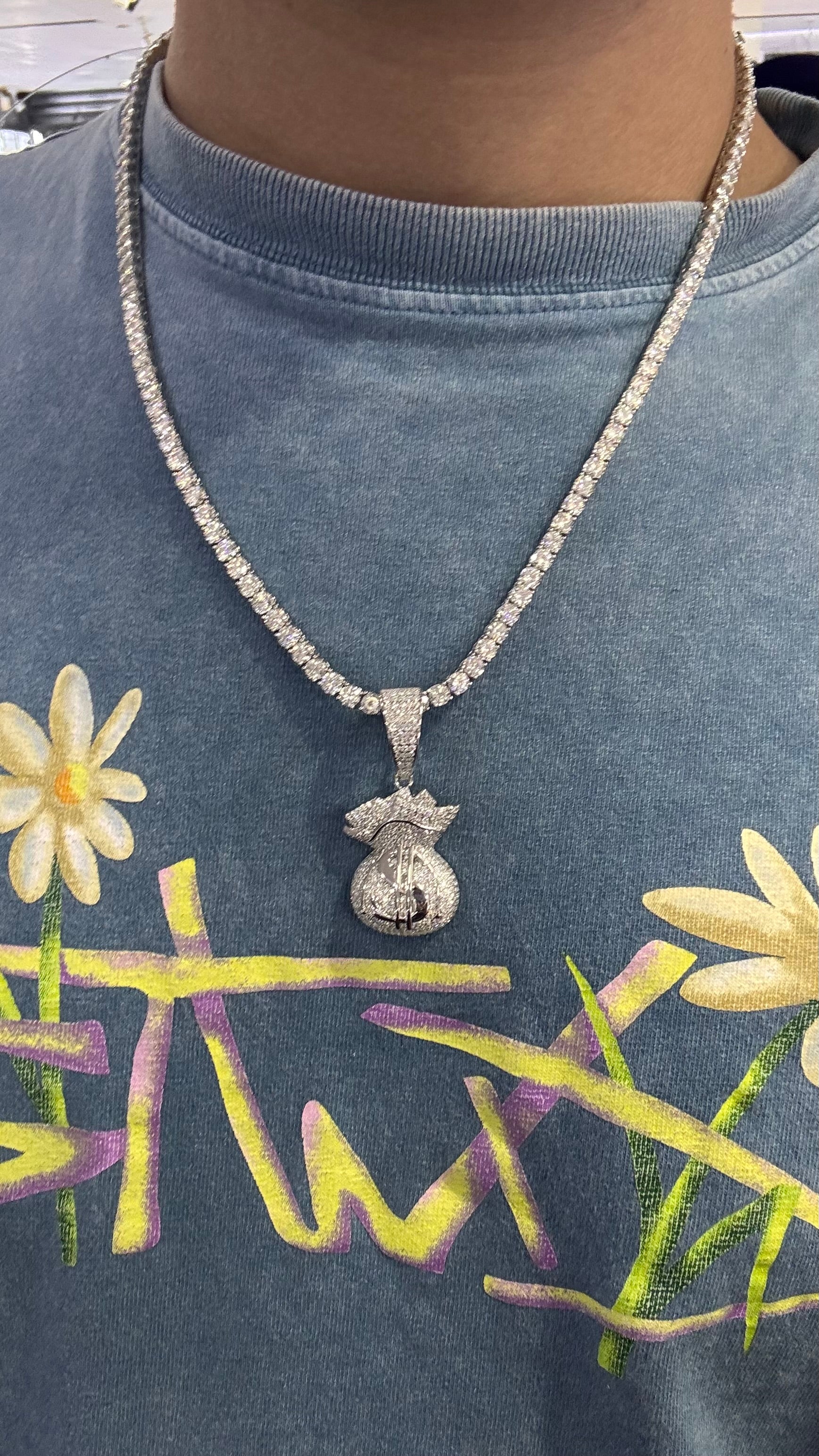 Dije Bolsa de Cash Moissanita Plata.925