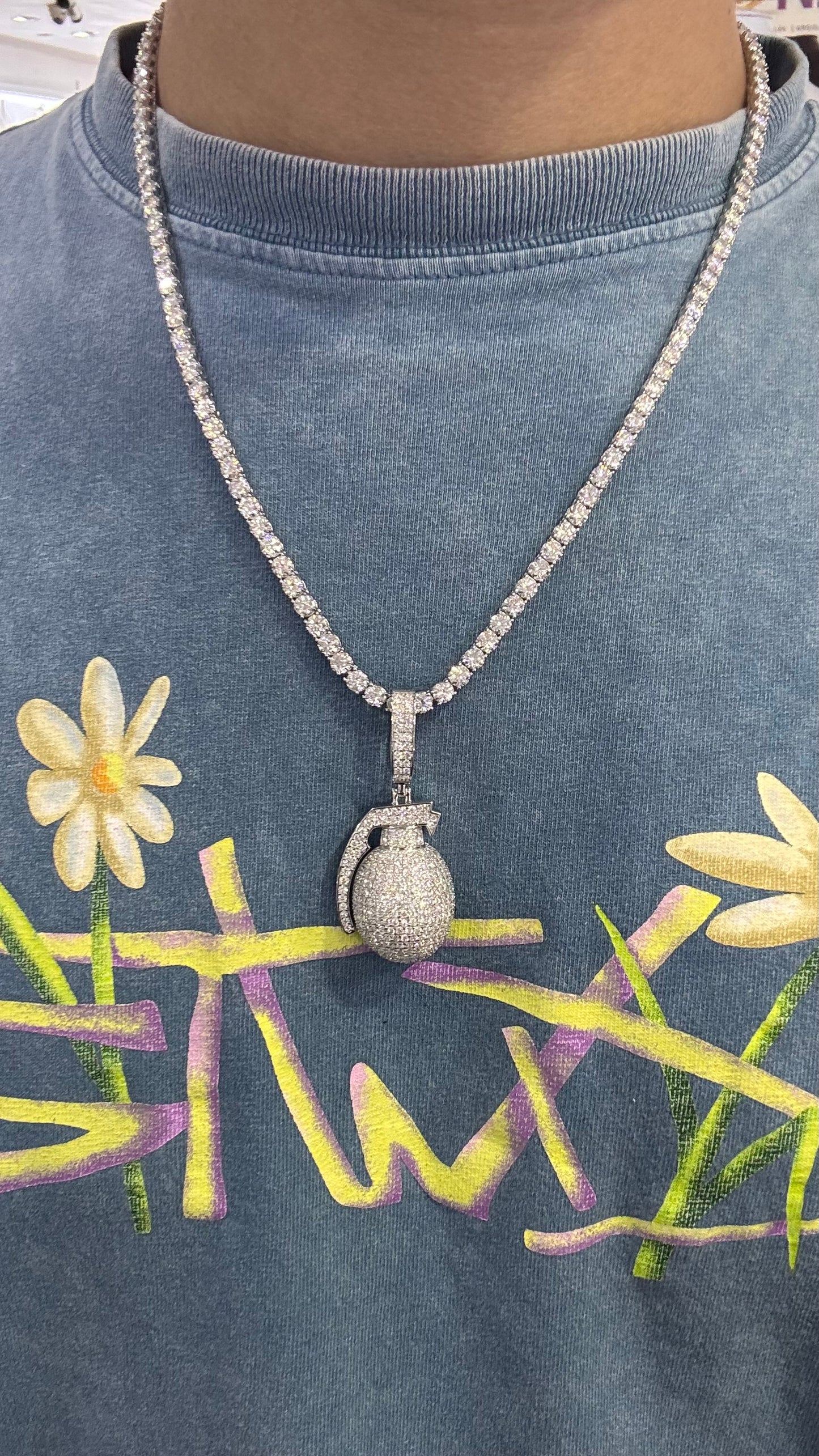 Dije Granada Moissanita Plata.925