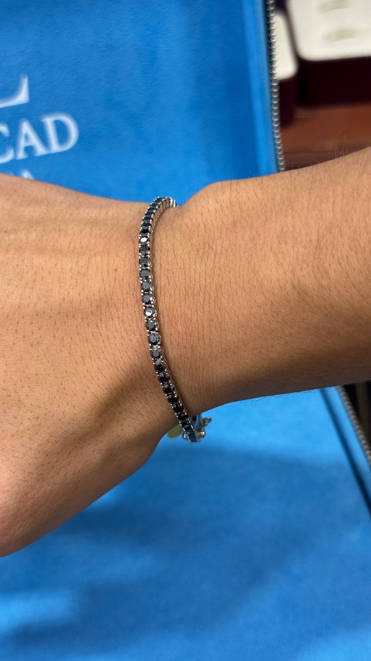 Pulso Tennis Black Moissanita Plata.925