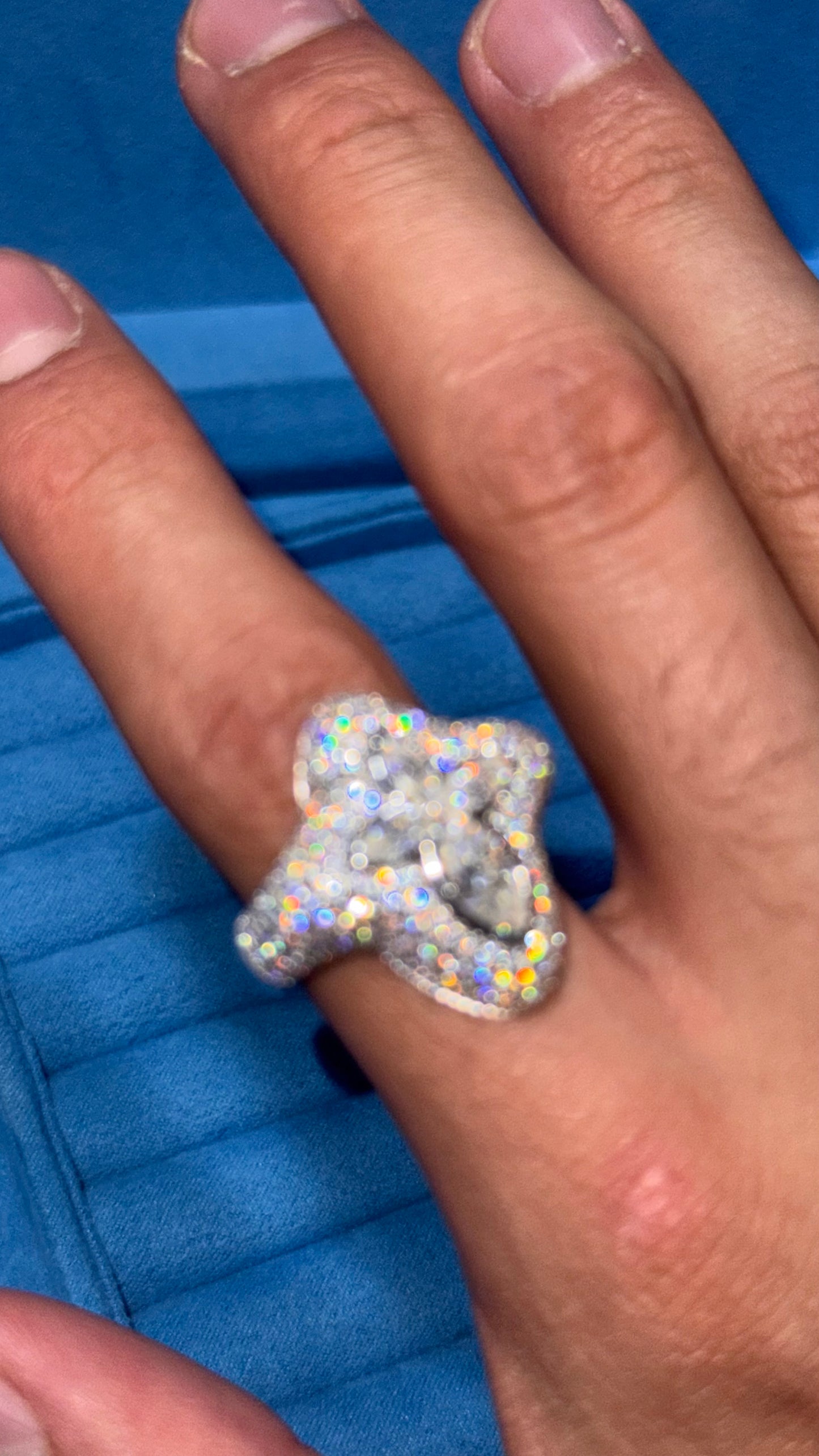 Anillo Cruz Moissanita Plata.925