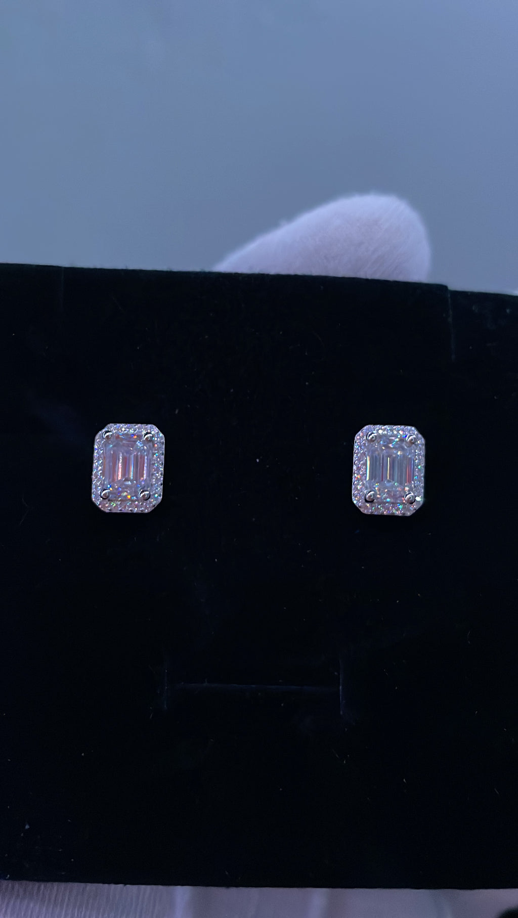 Moissanite baguette earrings