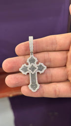 Dije Cruz Black Moissanita Plata.925