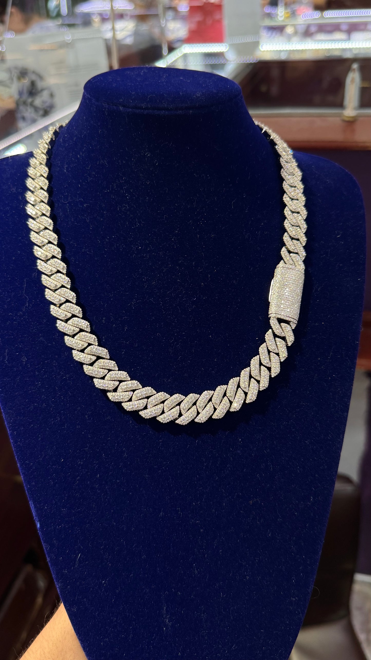 Cadena Miami Moissanita Plata.925