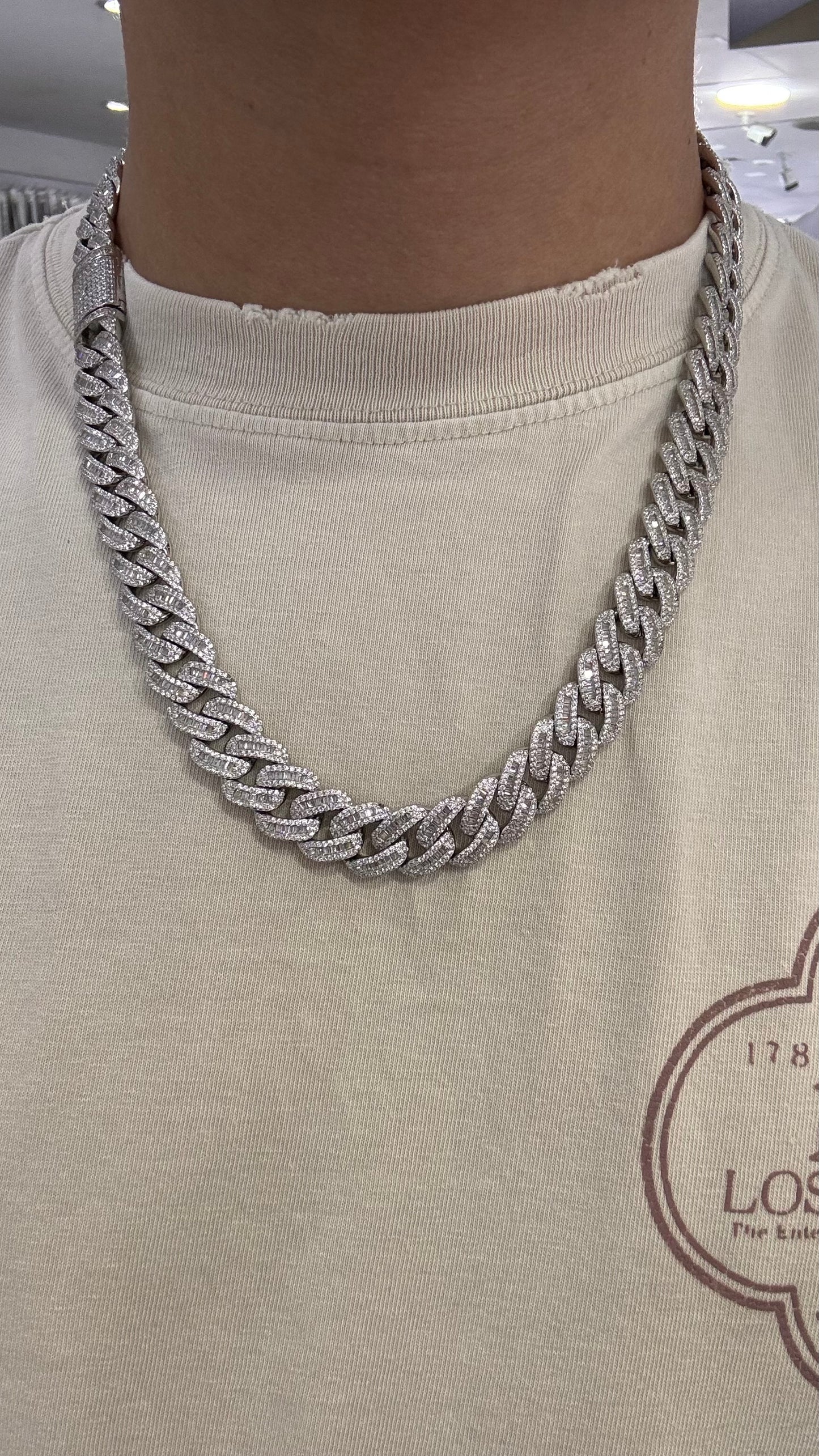 Cadena Miami Baguette Plata.925