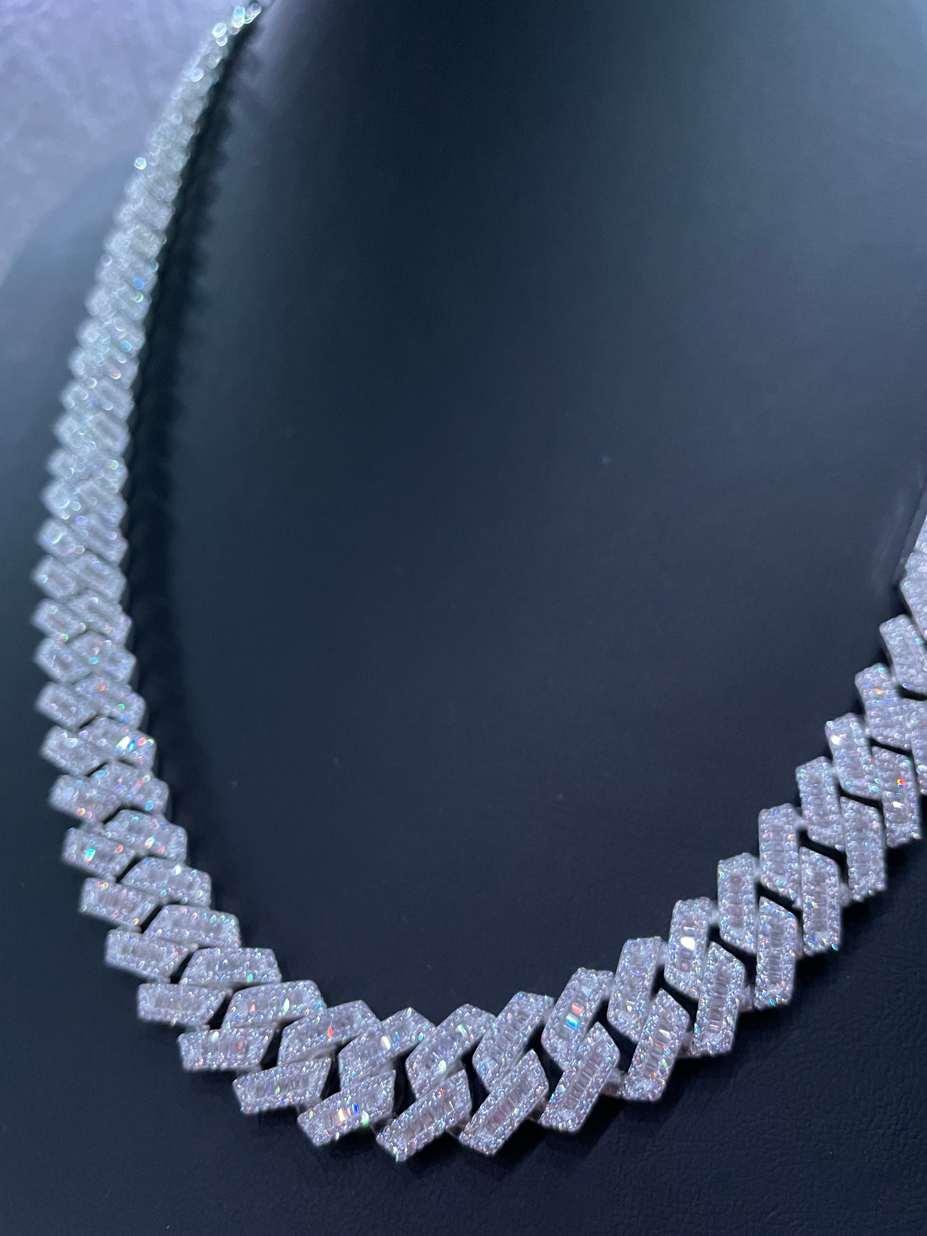 Silver baguette chain.925