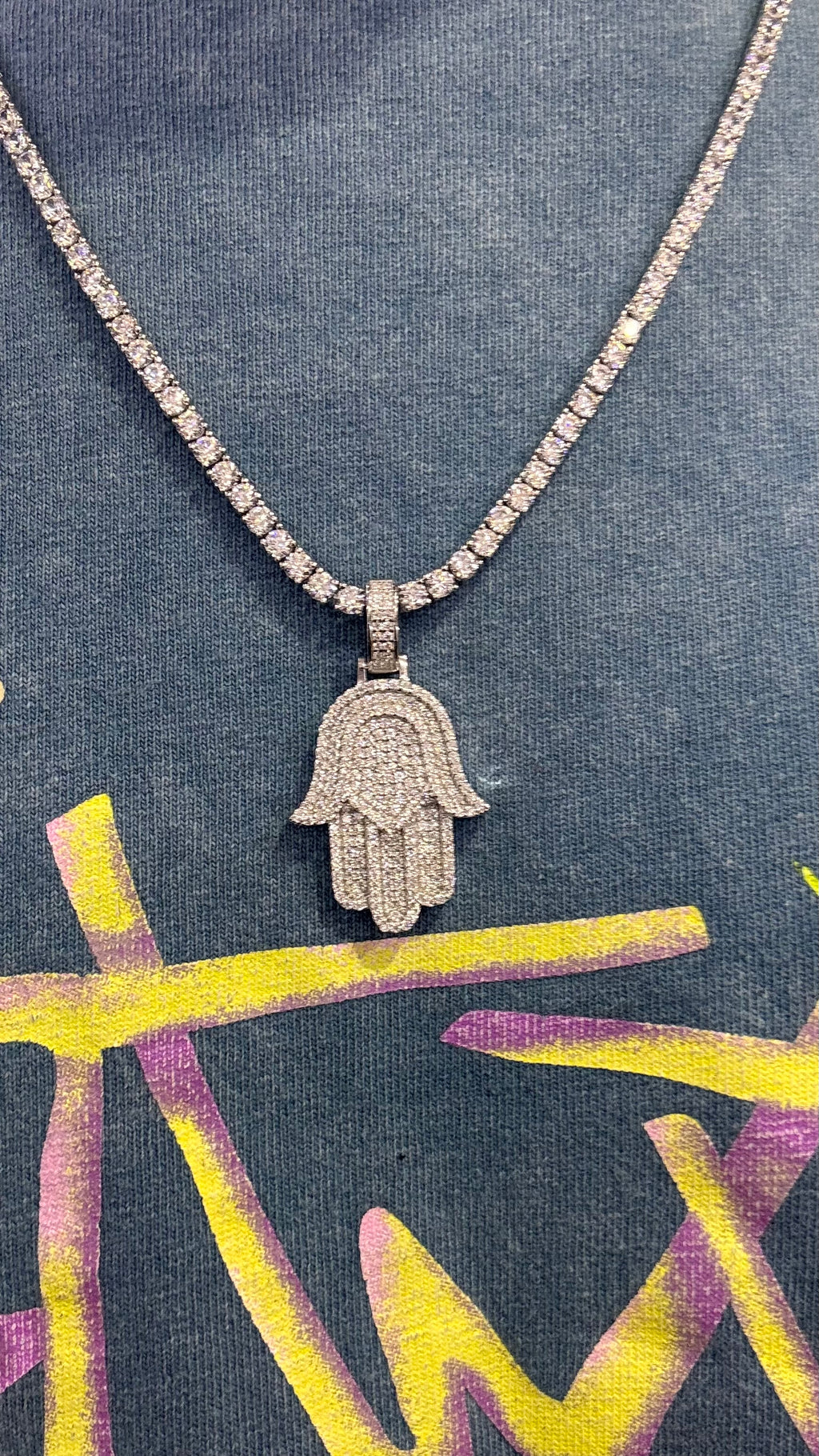 Dije Mano De Fátima Moissanita Plata.925