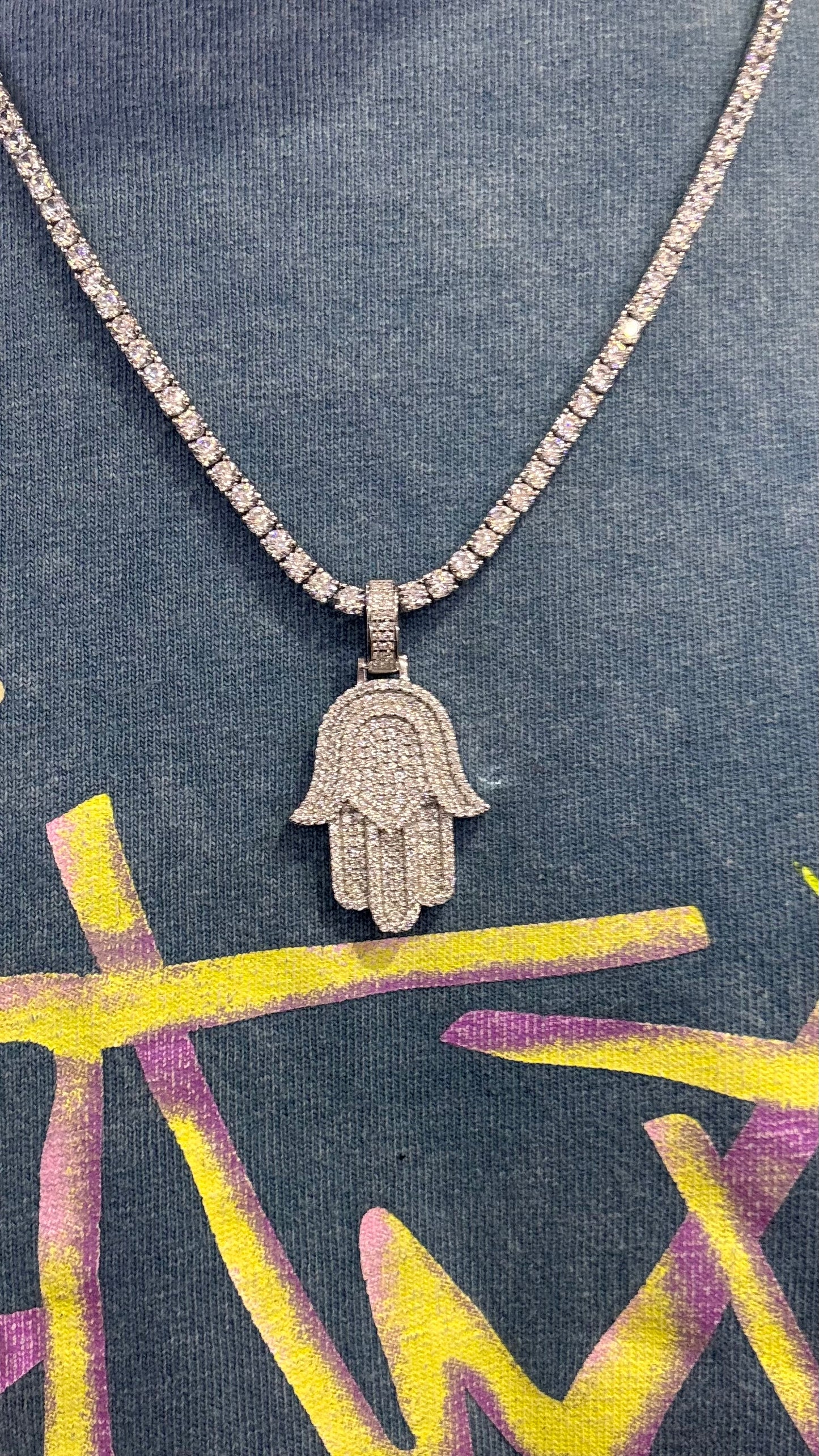 Dije Mano De Fátima Moissanita Plata.925