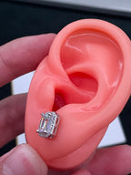 Aretes Baguette Moissanita Plata.925