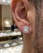 Aretes Baguette Moissanita Plata.925