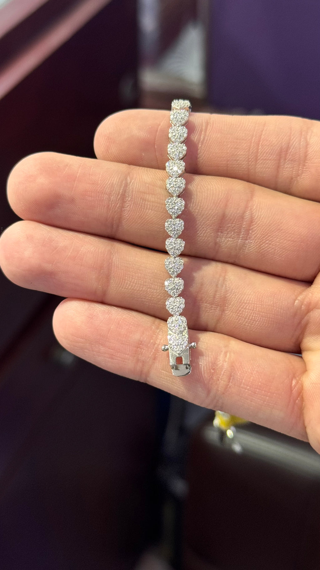 Pulso de corazones Moissanita Plata.925