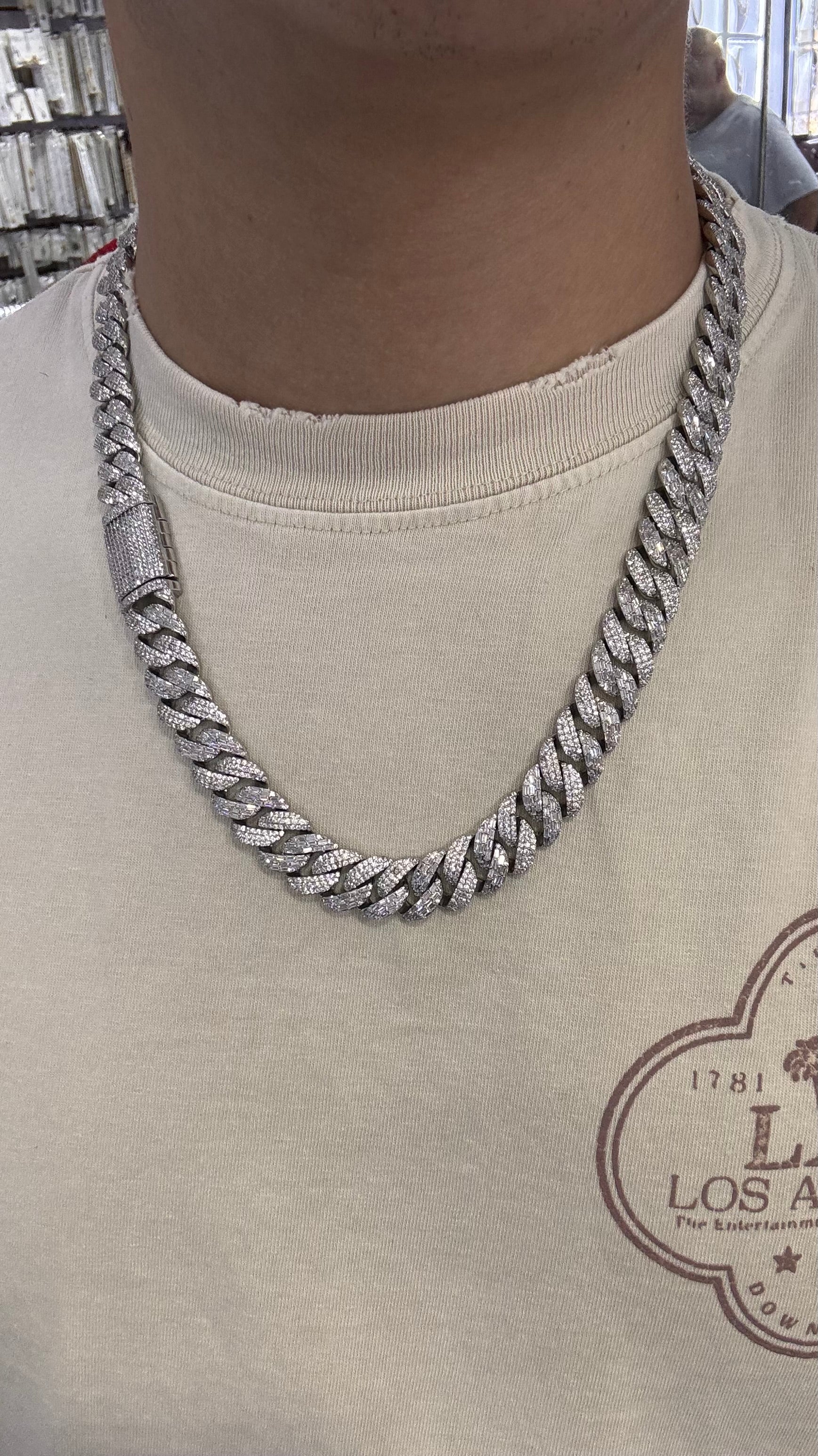 925 Silver Miami Baguette Chain