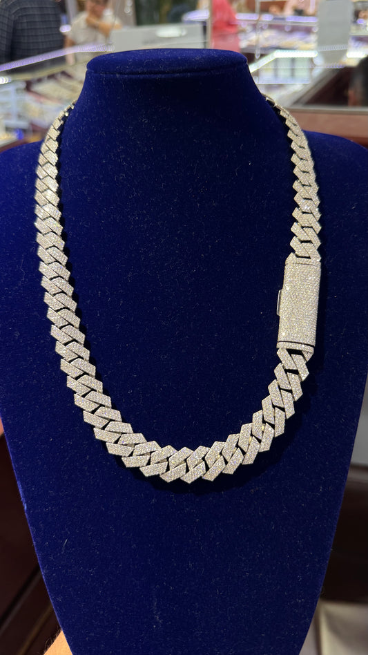 Cadena Miami Moissanita Plata.925