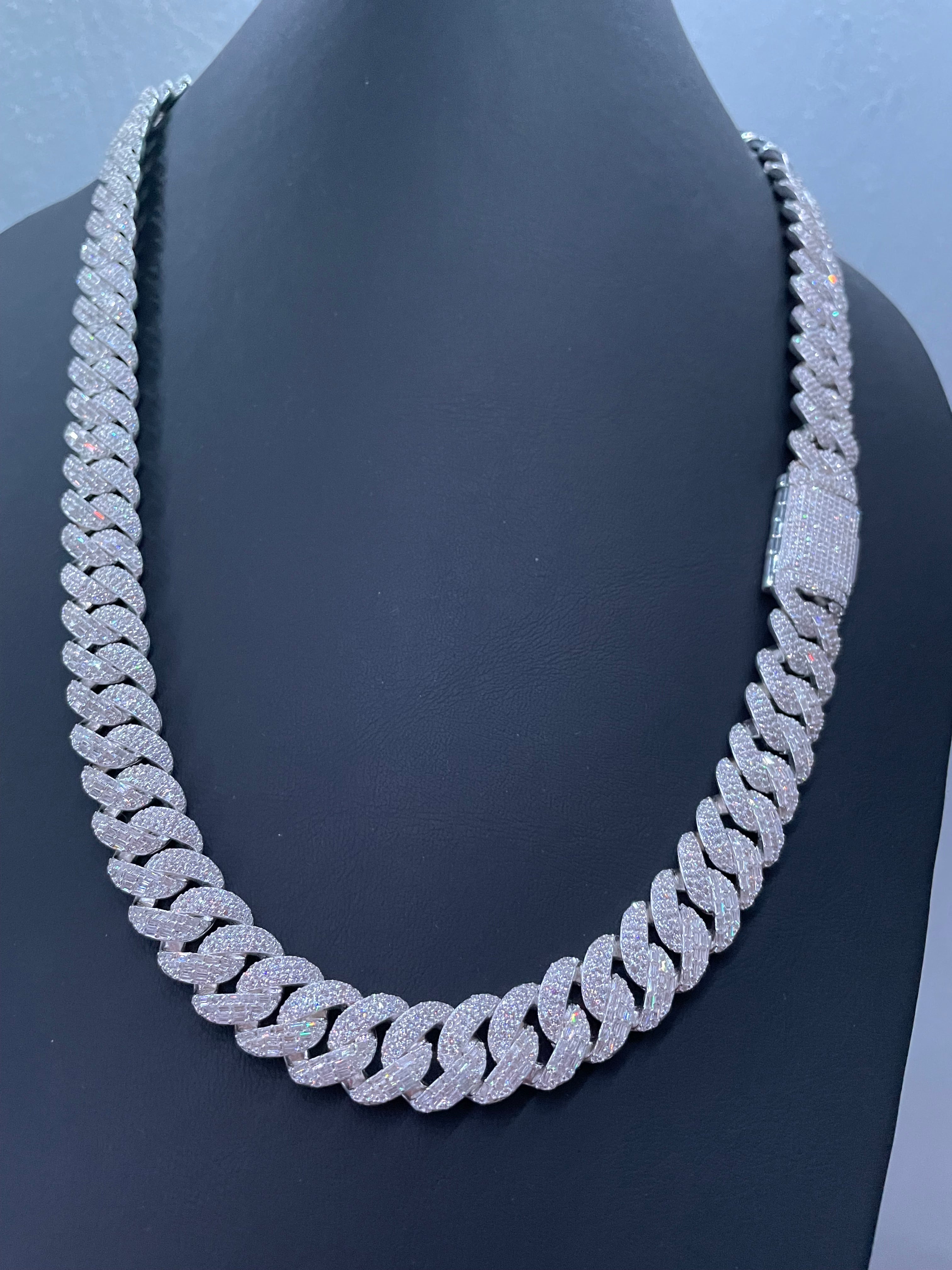 925 Silver Miami Baguette Chain