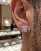 Aretes Baguette Moissanita Plata.925
