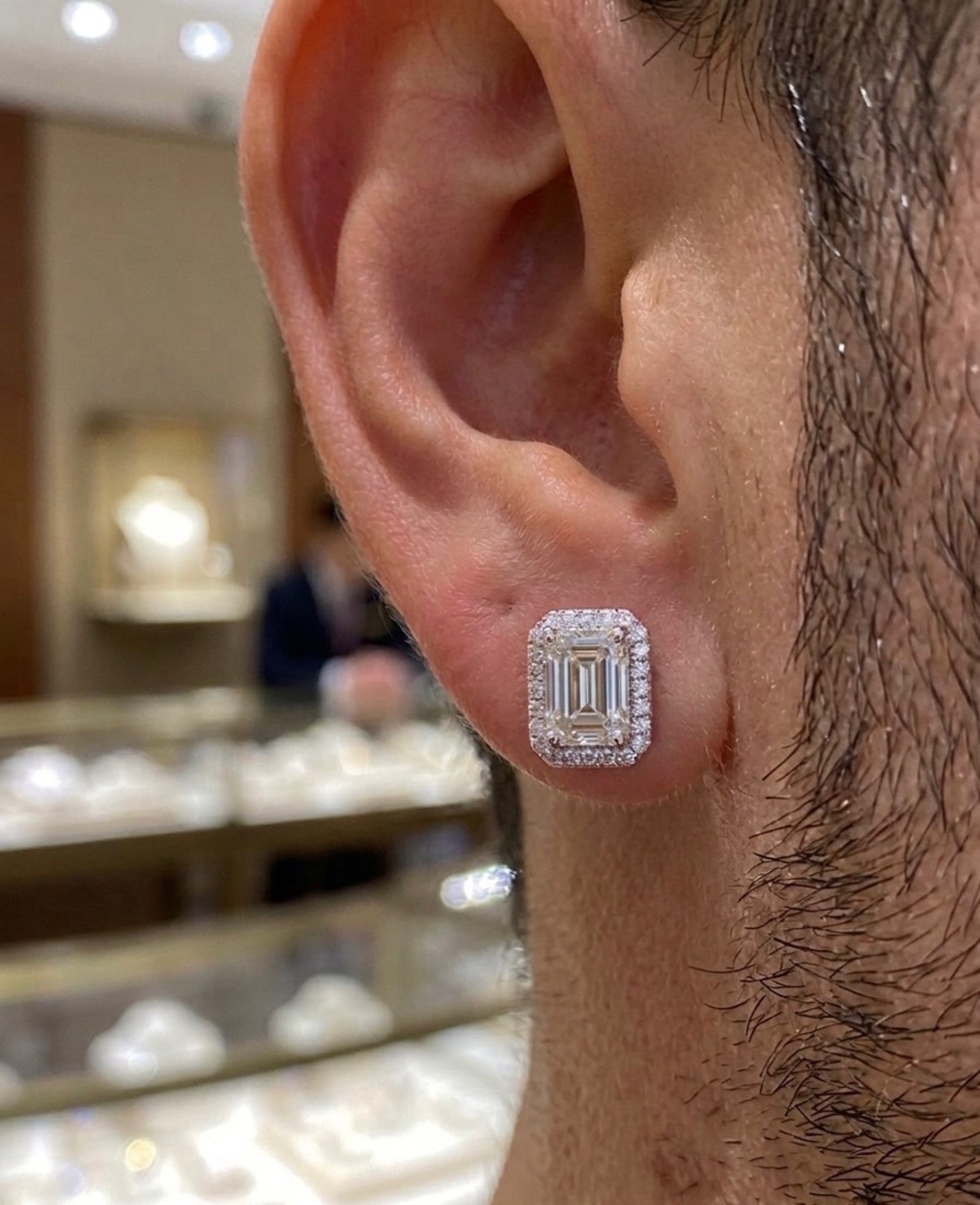 Aretes Baguette Moissanita Plata.925