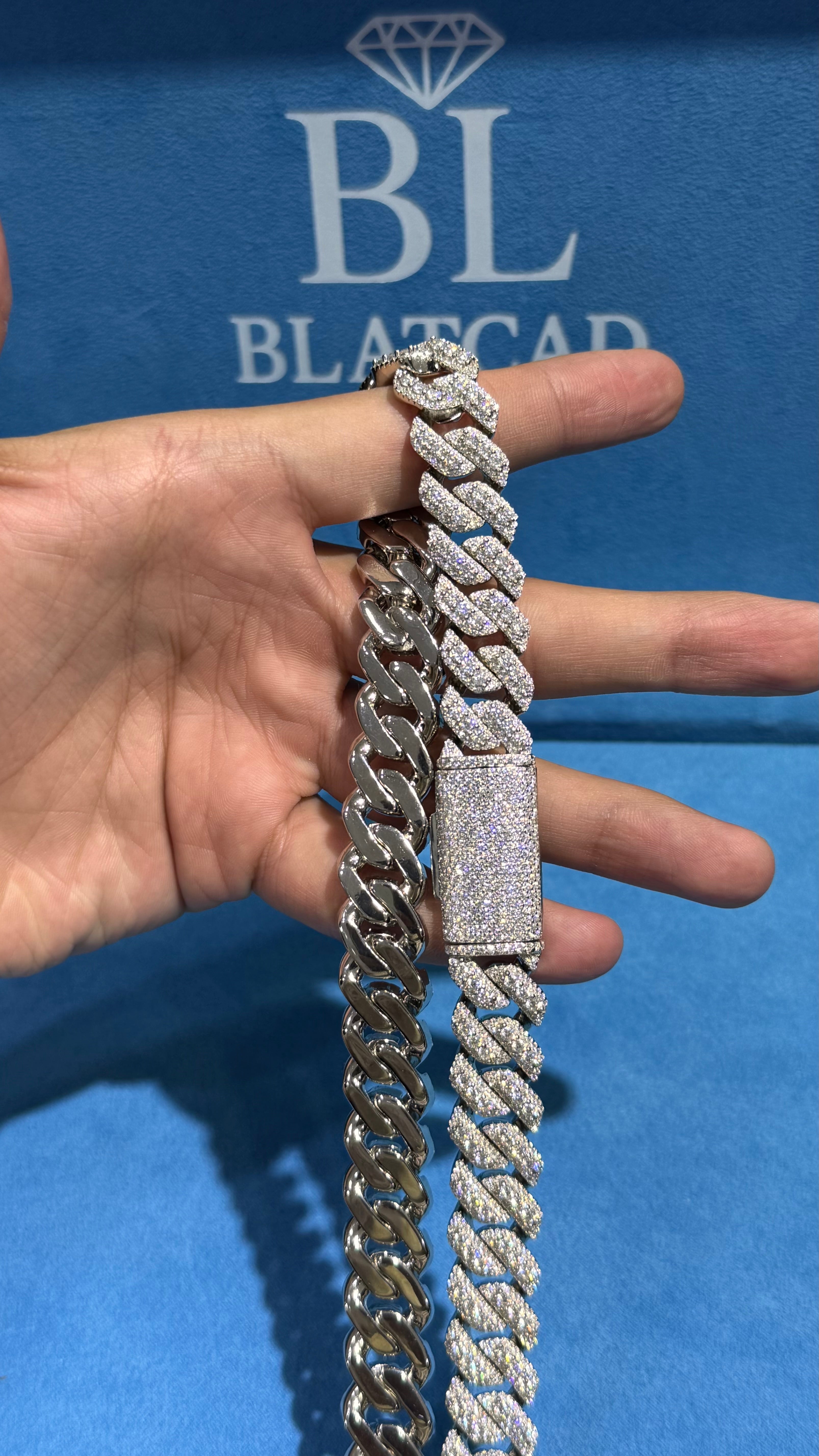 Cadena Miami Moissanita Plata.925