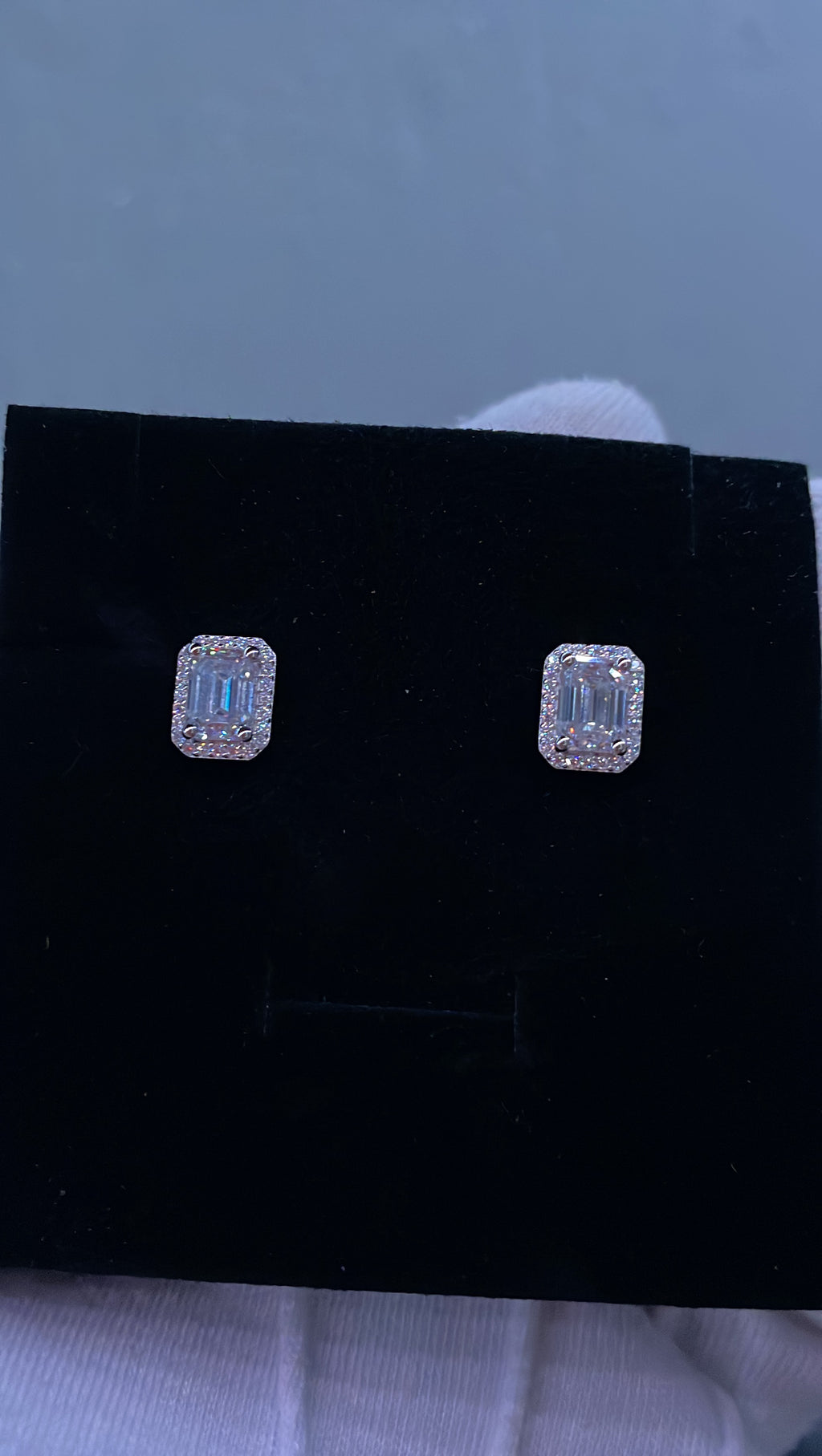 Moissanite baguette earrings