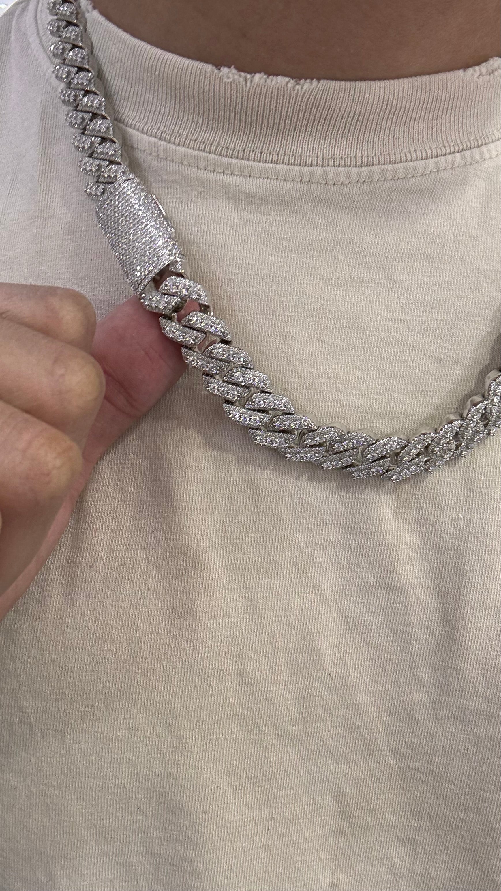 Cadena Miami Moissanita Plata.925