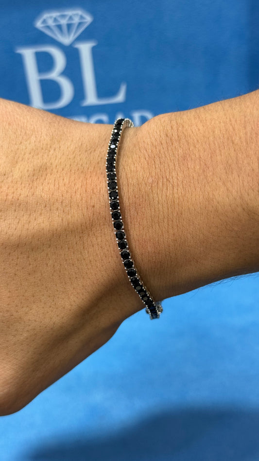 Pulso Tennis Black Plata.925