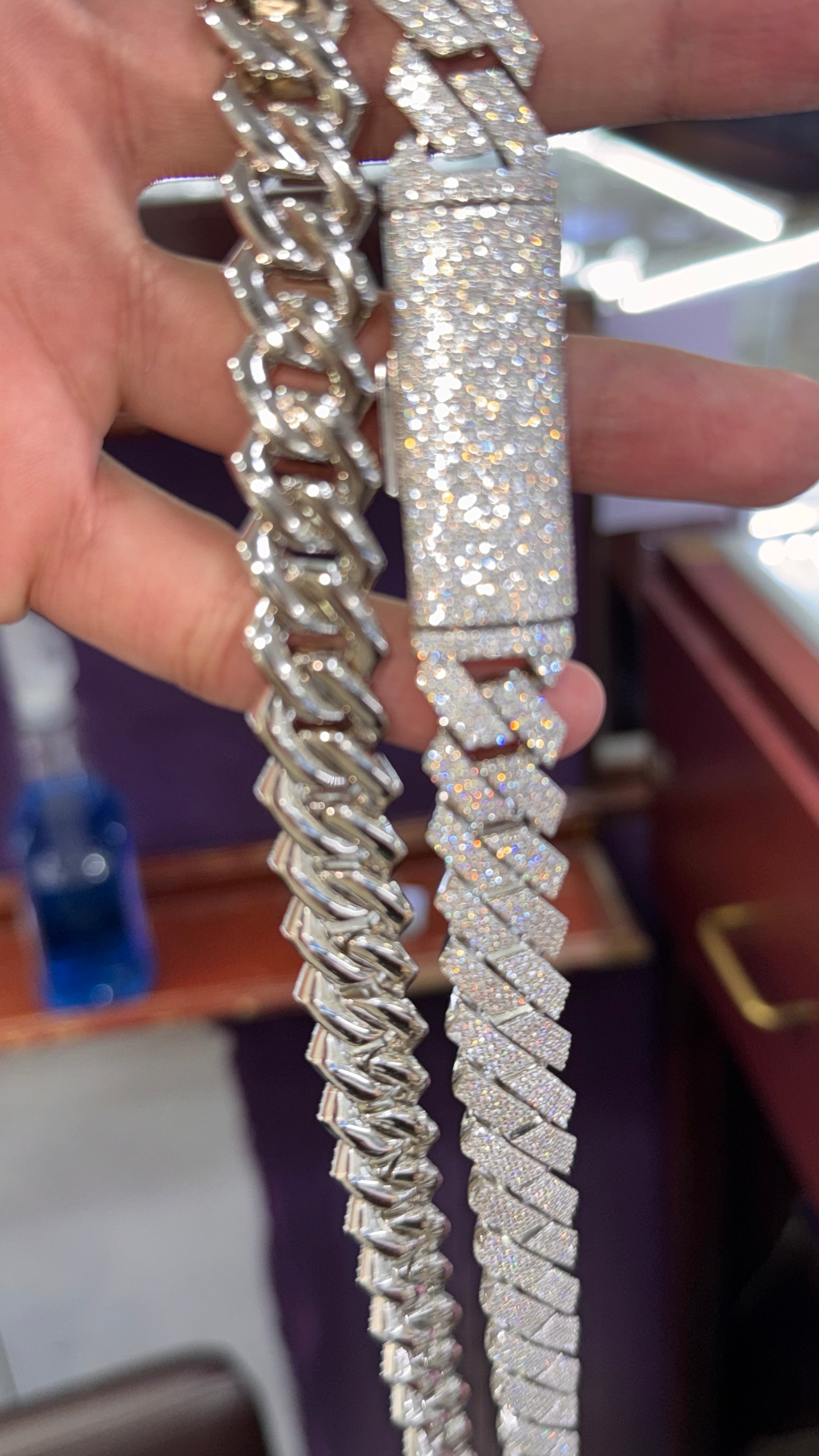 Cadena Miami Moissanita Plata.925