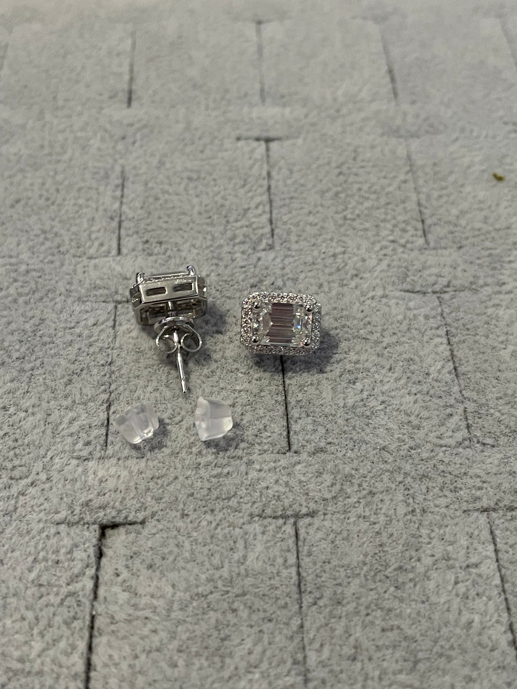 Moissanite baguette earrings