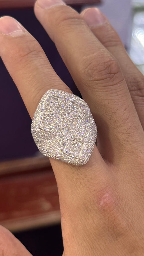 Anillo Cruz Moissanita Plata.925