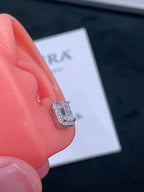 Aretes Baguette Moissanita Plata.925