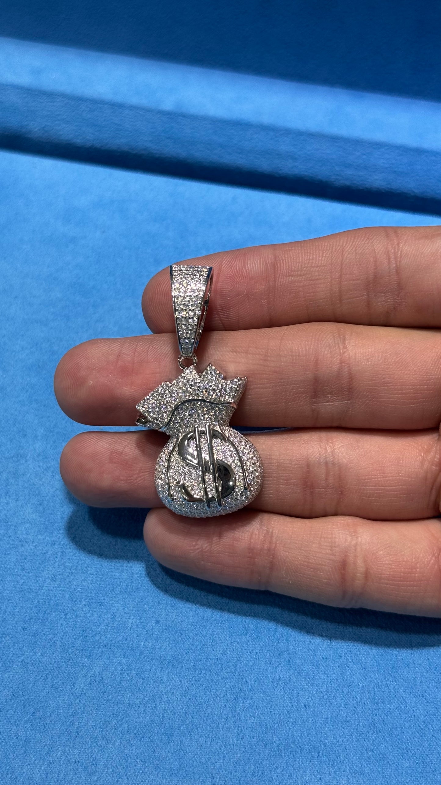 Dije Bolsa de Cash Moissanita Plata.925