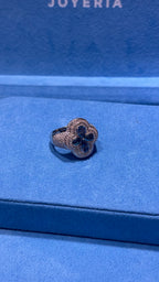 Anillo Trébol Moissanita Plata.925