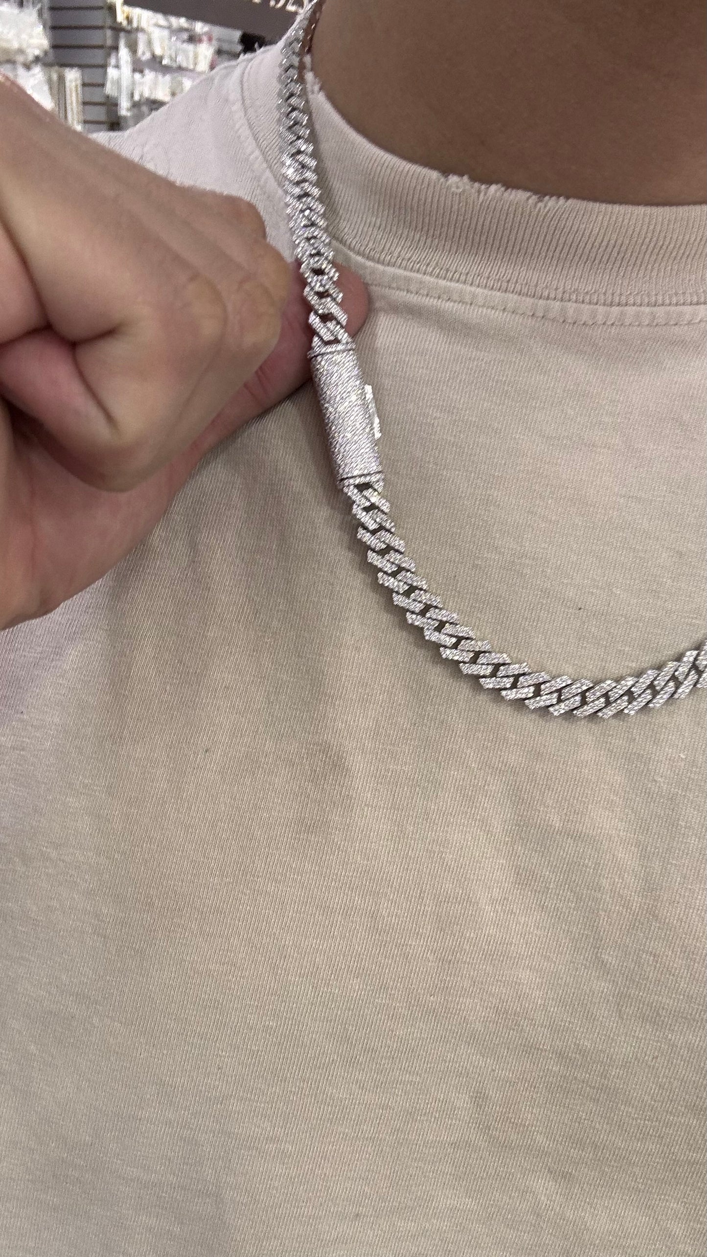 Cadena Miami Moissanita Plata.925