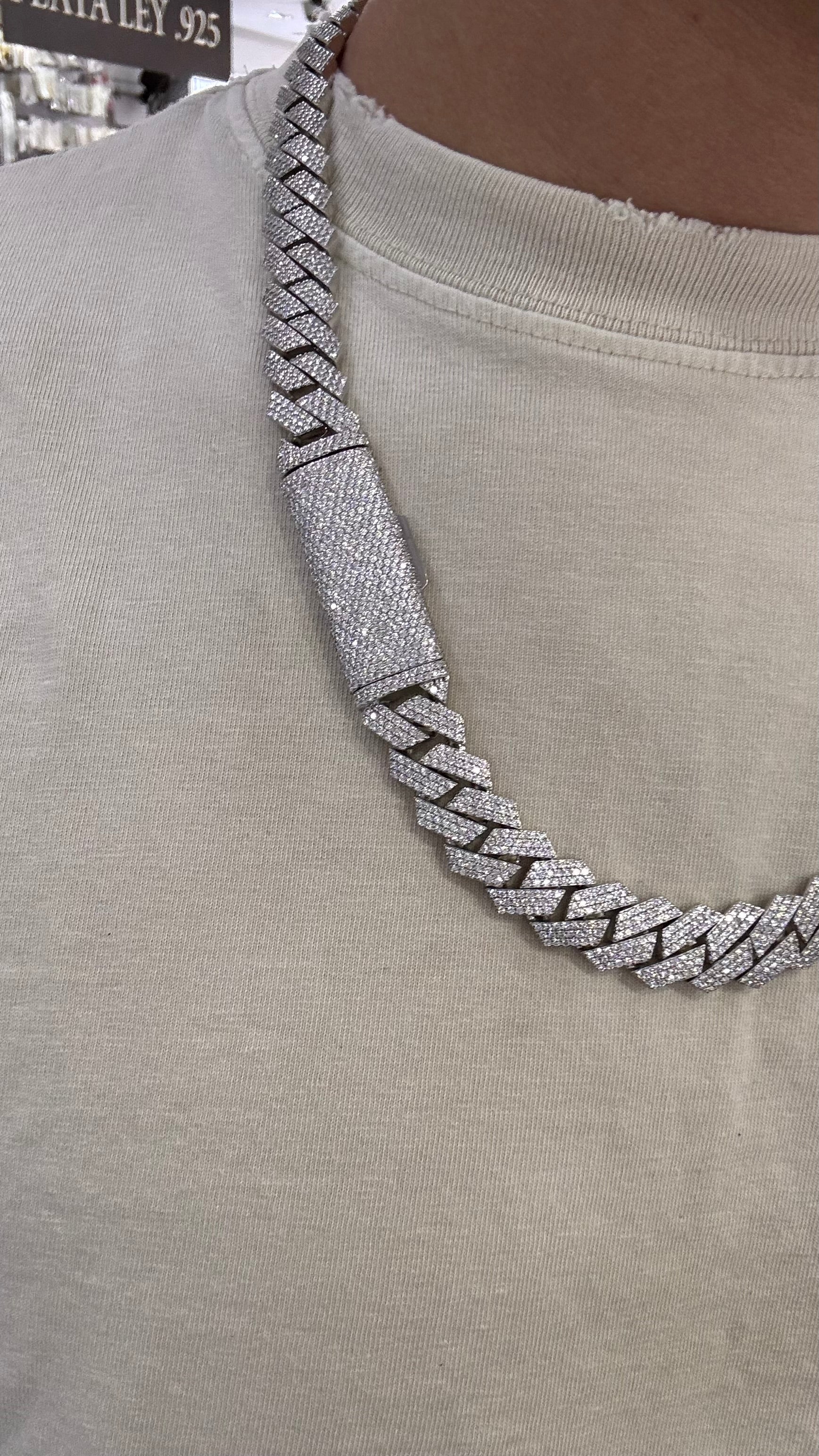 Cadena Miami Moissanita Plata.925