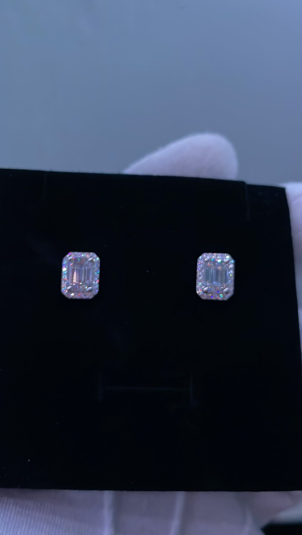 Moissanite baguette earrings
