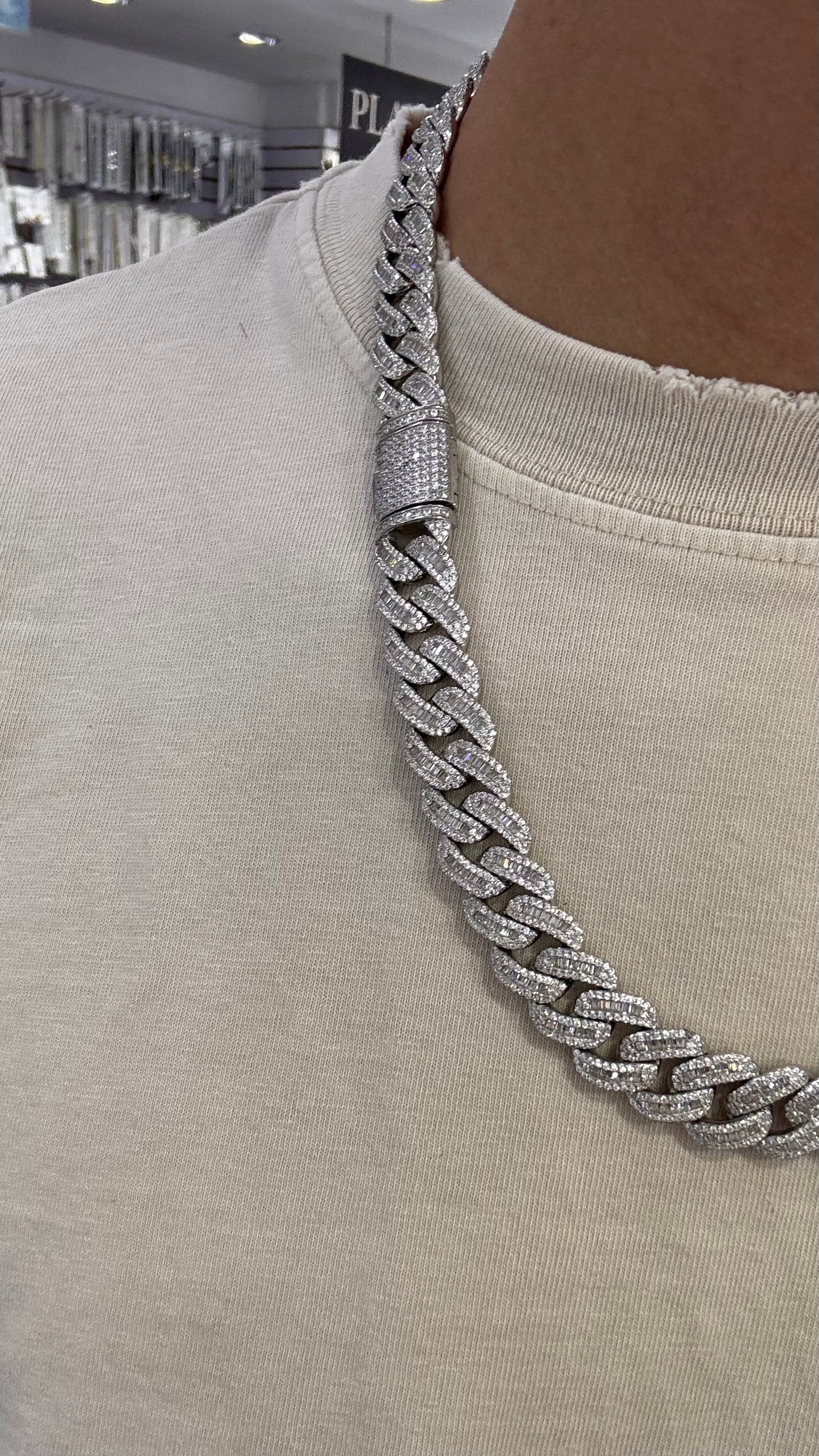 Cadena Miami Baguette Plata.925