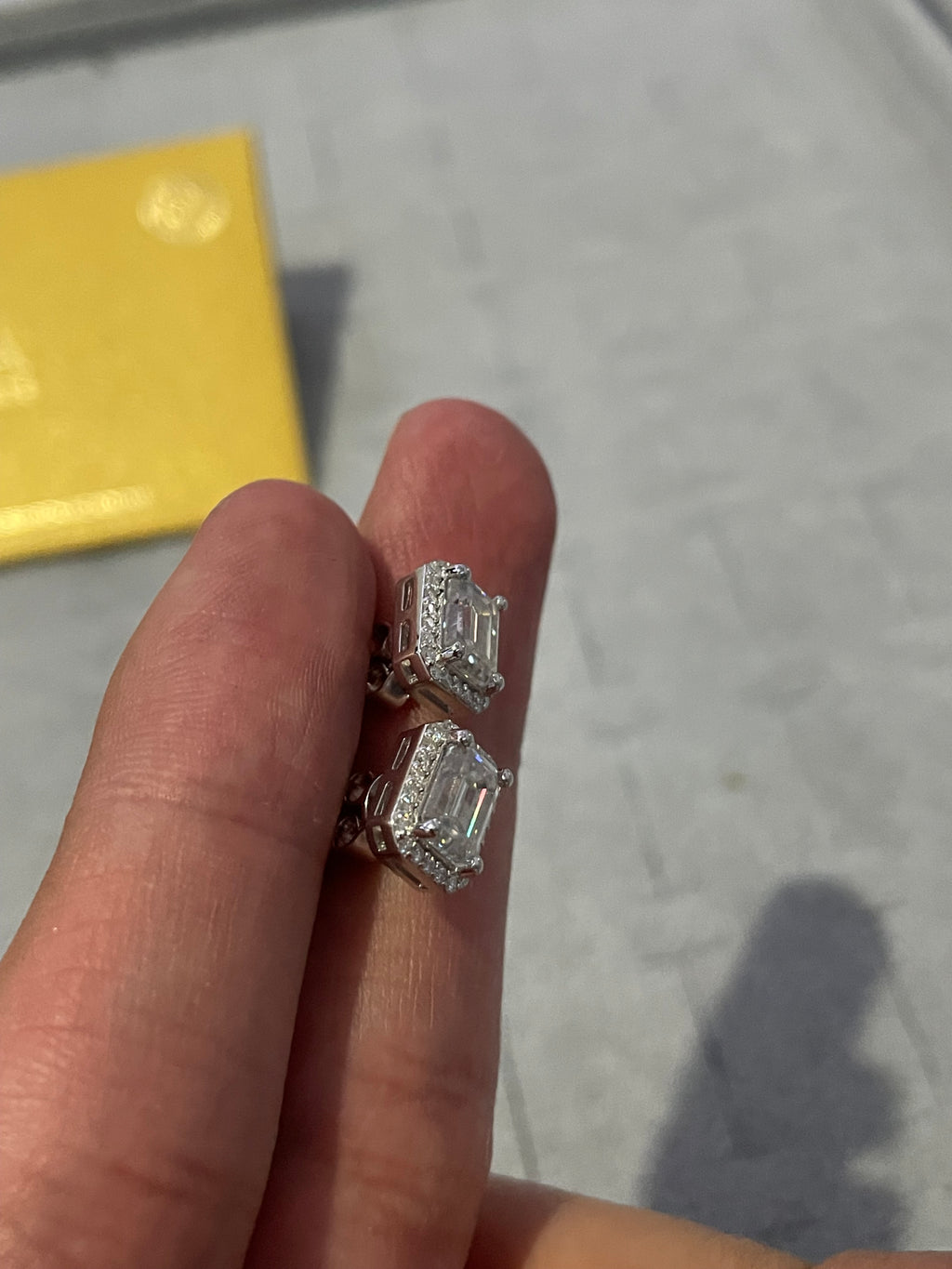 Moissanite baguette earrings