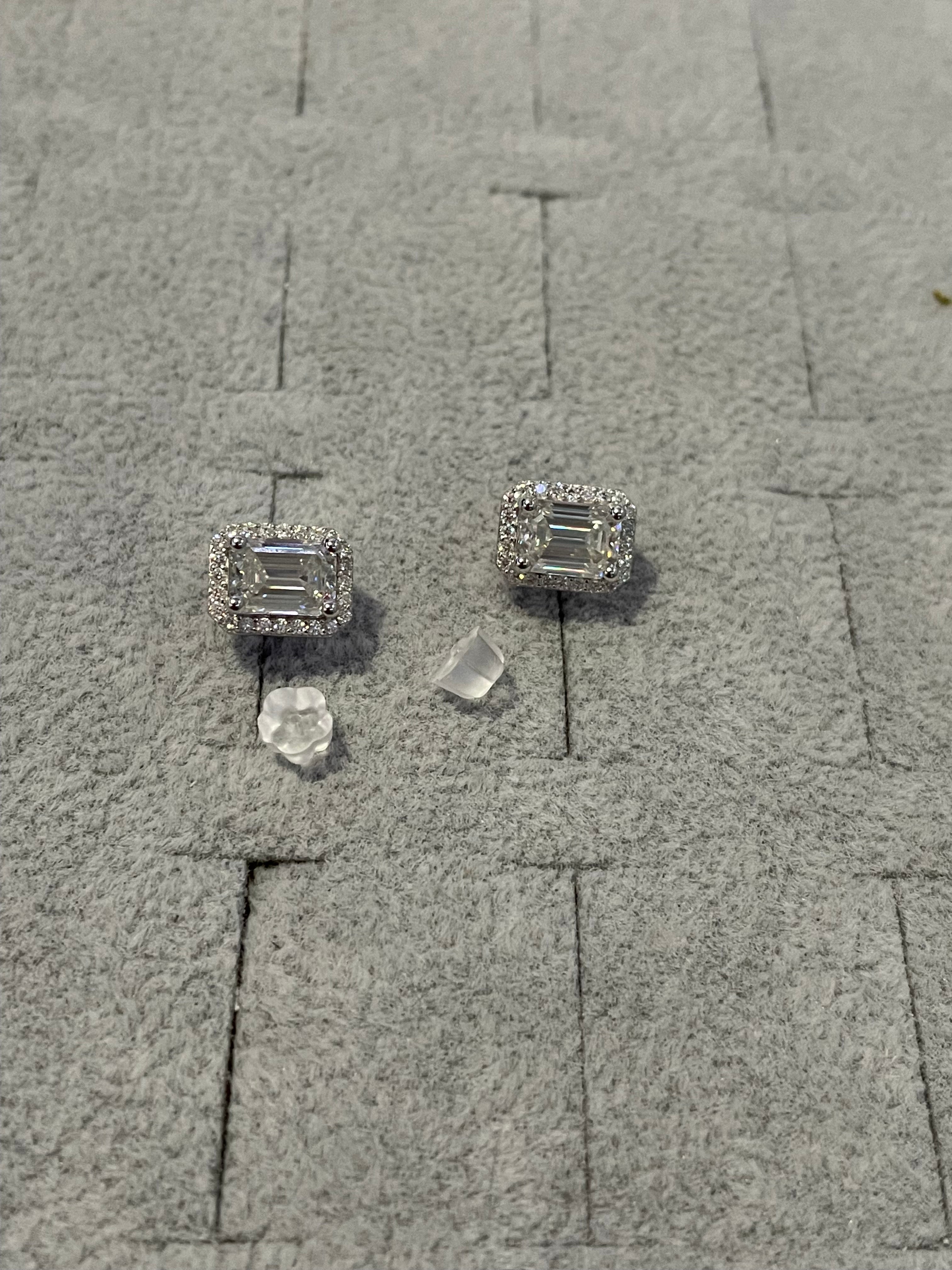 Moissanite baguette earrings