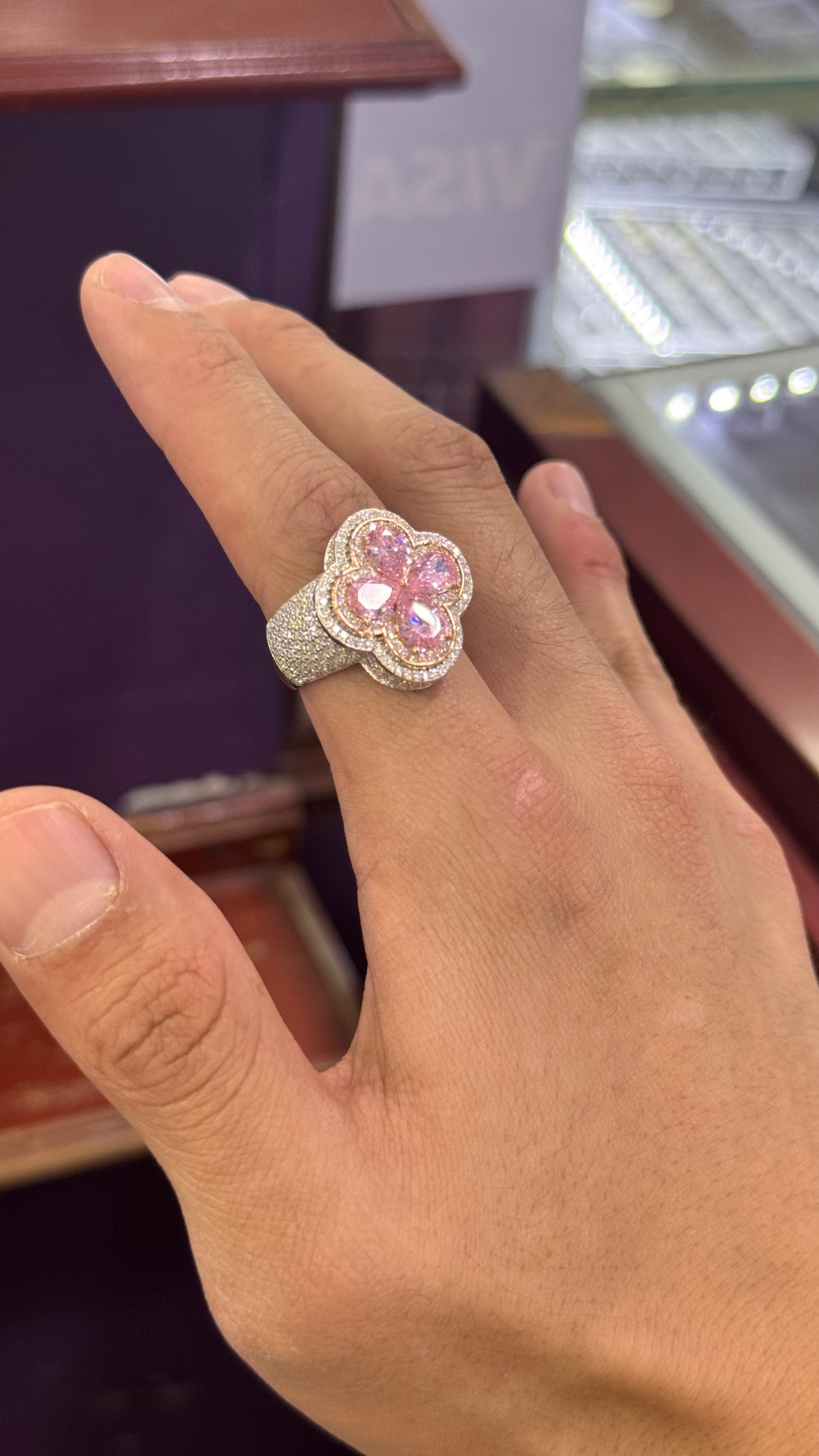 Anillos Trébol Moissanita Plata.925