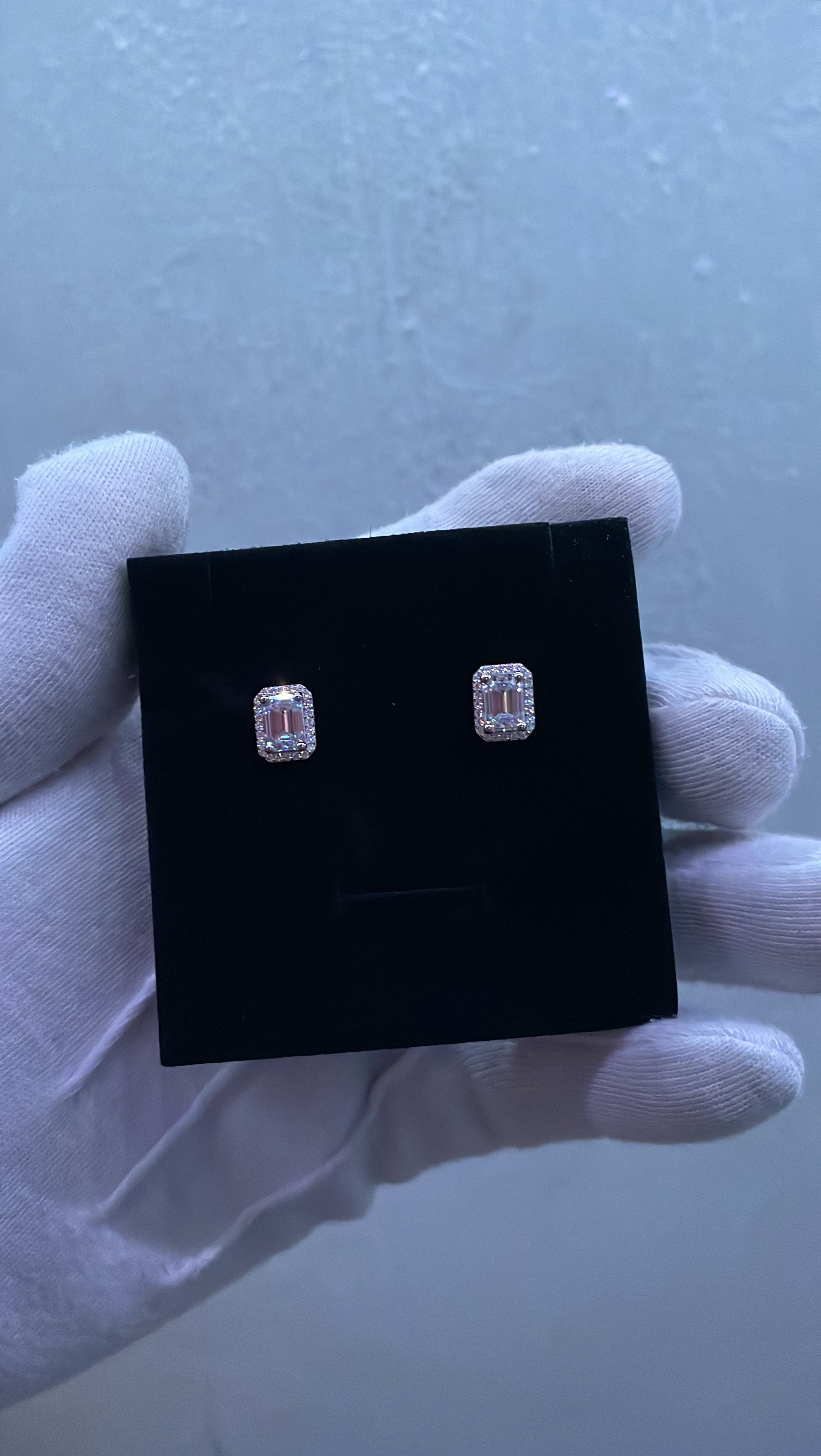 Moissanite baguette earrings