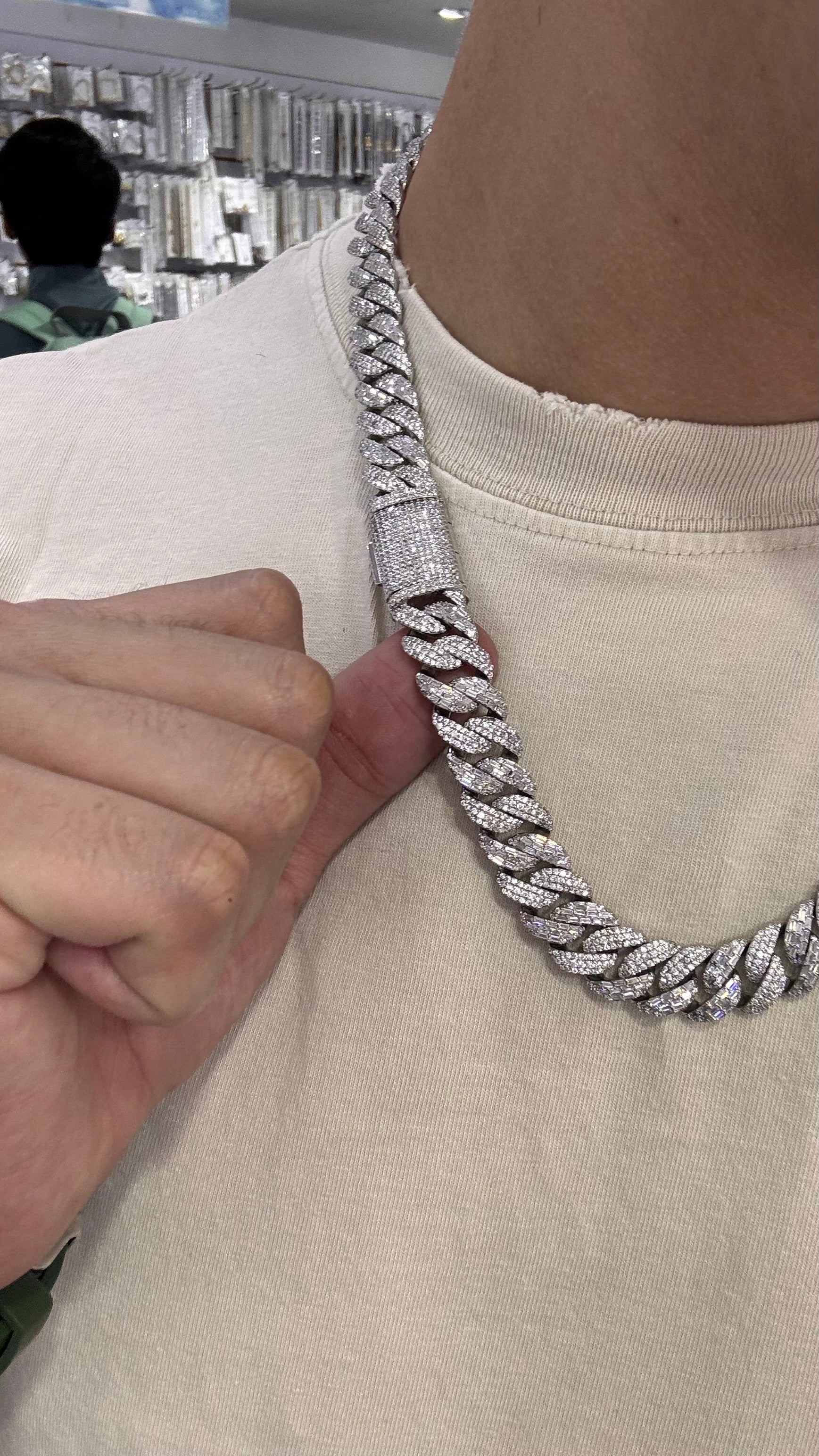 925 Silver Miami Baguette Chain