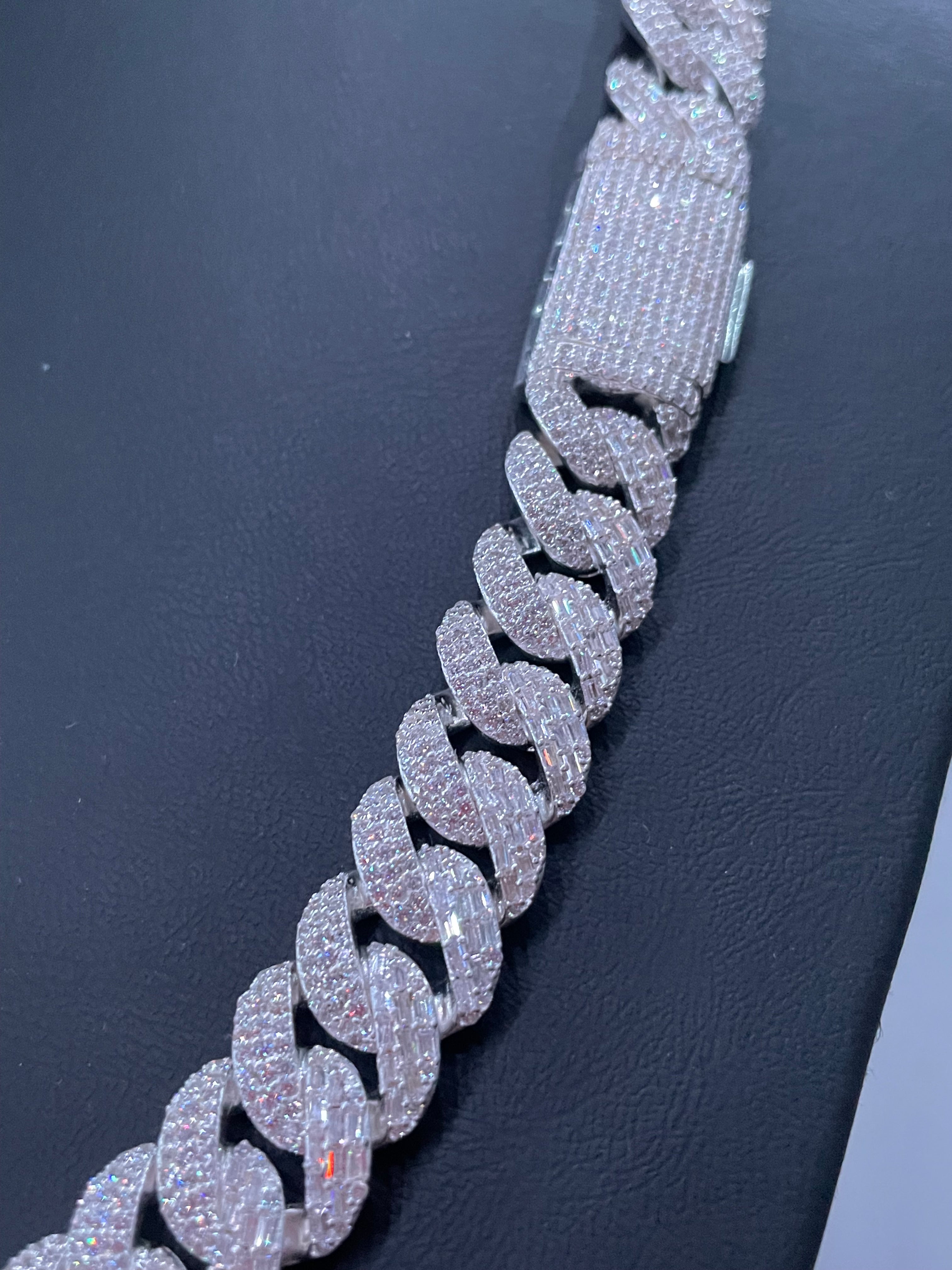 925 Silver Miami Baguette Chain