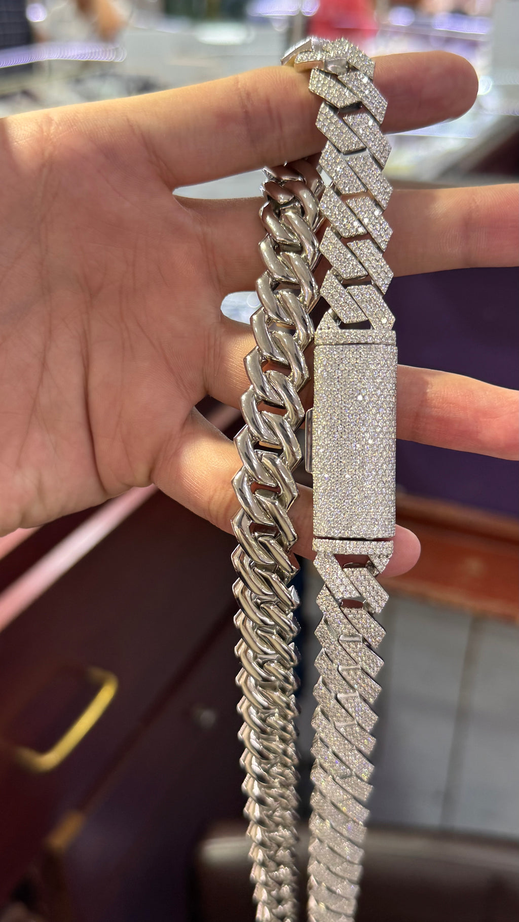 Cadena Miami Moissanita Plata.925