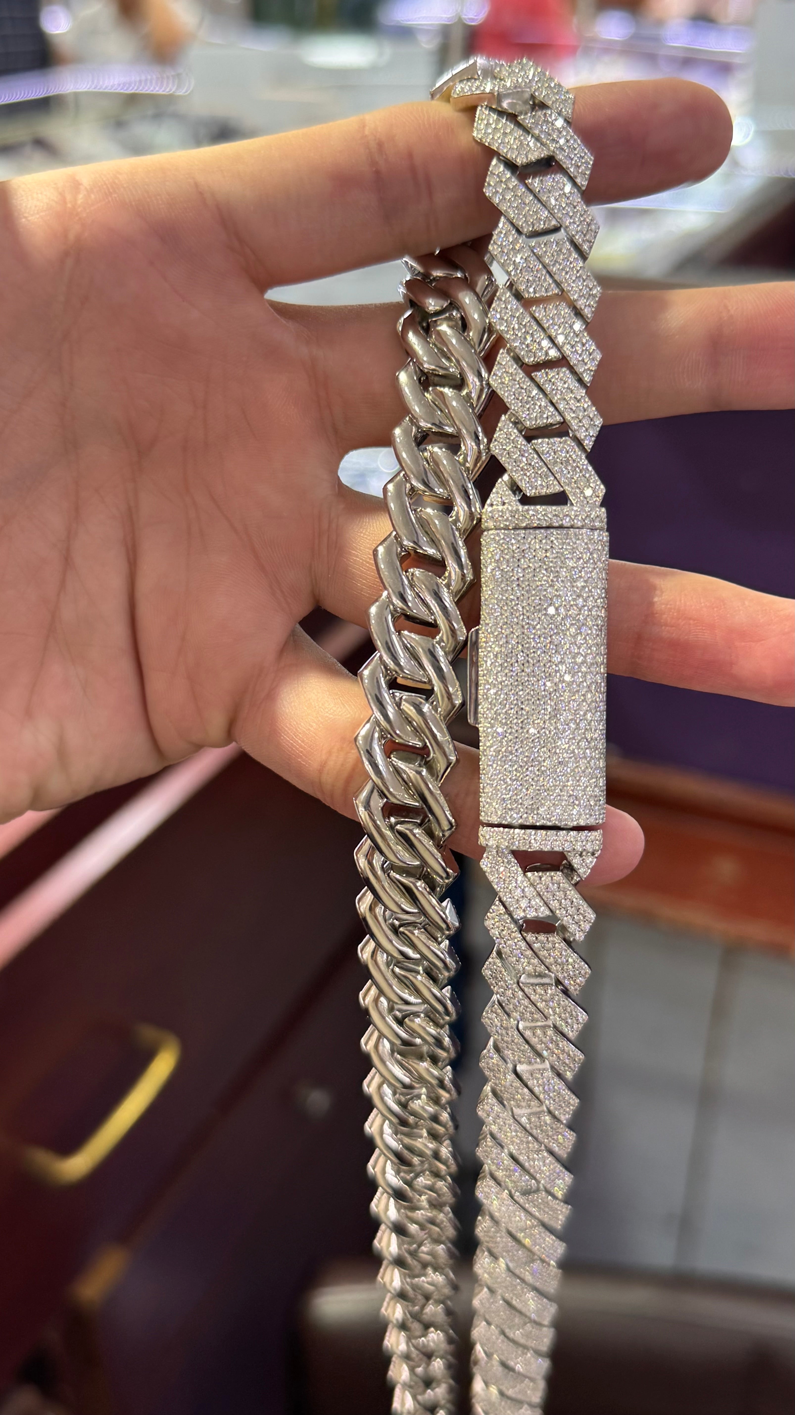 Cadena Miami Moissanita Plata.925