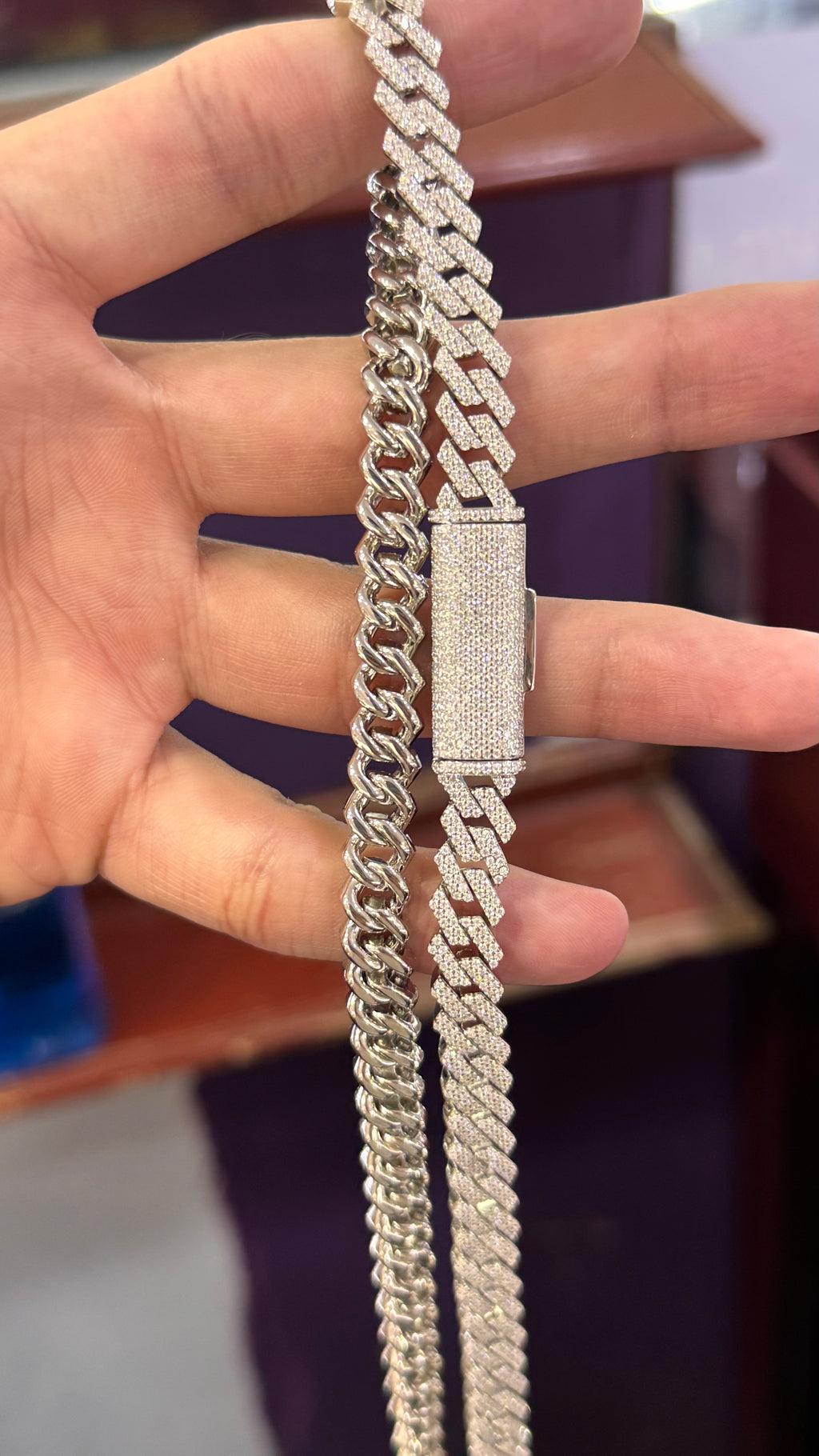 Cadena Miami Moissanita Plata.925