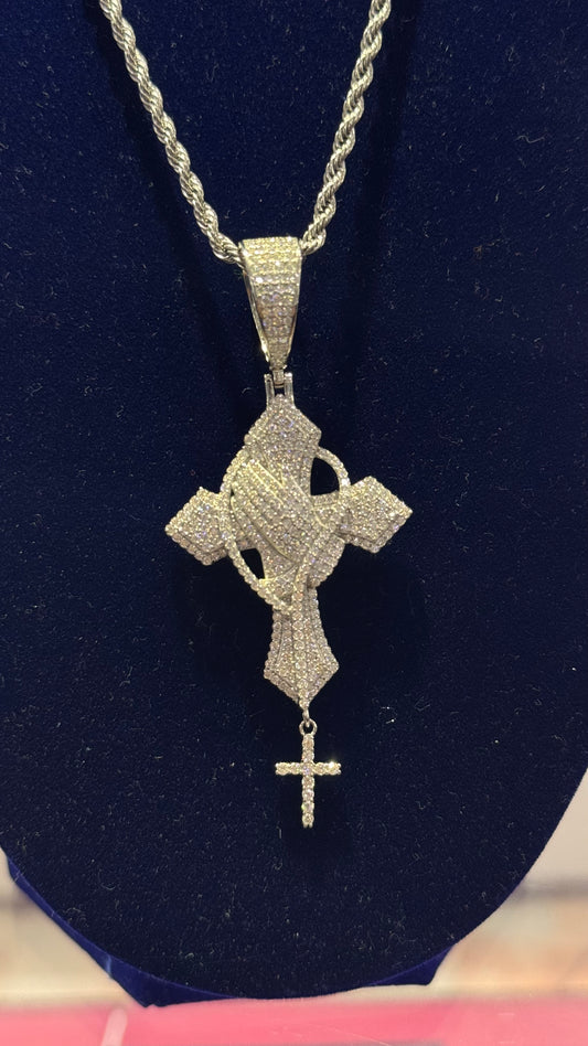 Dije Cruz Moissanita Plata.925