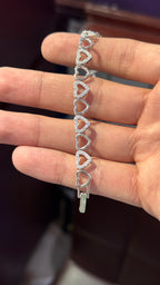 Pulso Corazones Moissanita Plata.925